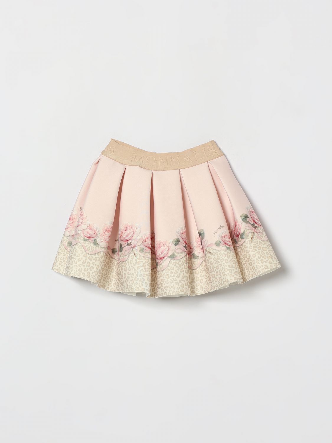 MONNALISA Ausgestellter Satinrock für Mädchen mit Blumenmuster und Schleife