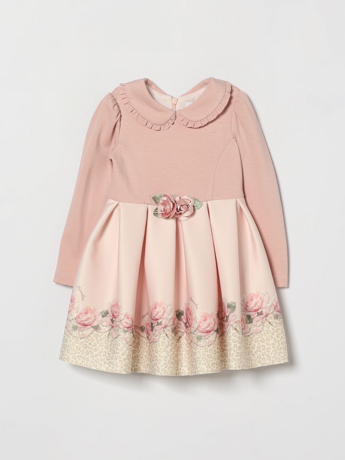 MONNALISA Festliches Baumwollkleid für Mädchen mit Blumenstickerei