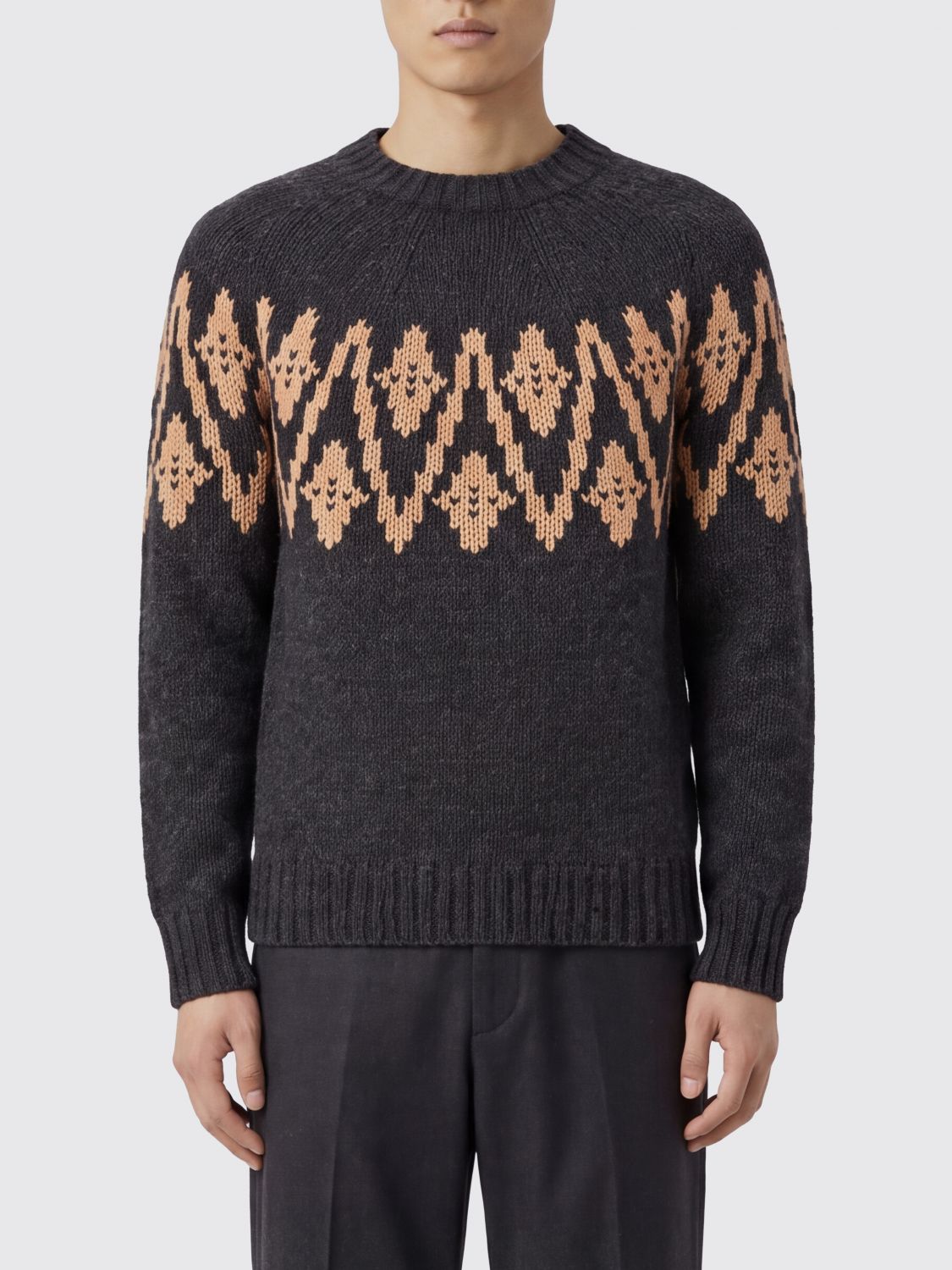 Dondup Crewneck Wool Jumper with Abstract Jacquard Pattern
