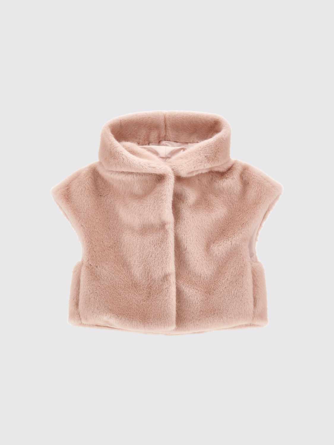 MONNALISA Pelliccia sintetica da bambina con cappuccio e maniche corte