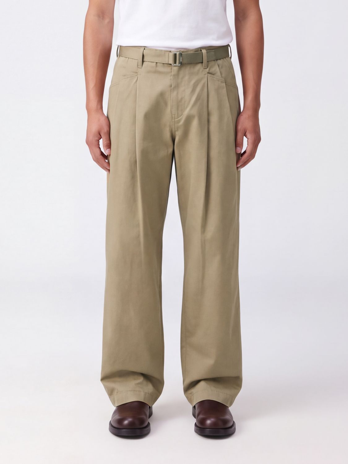 SACAI X CARHARTT WIP Pleated Cotton Wide-Leg Trousers
