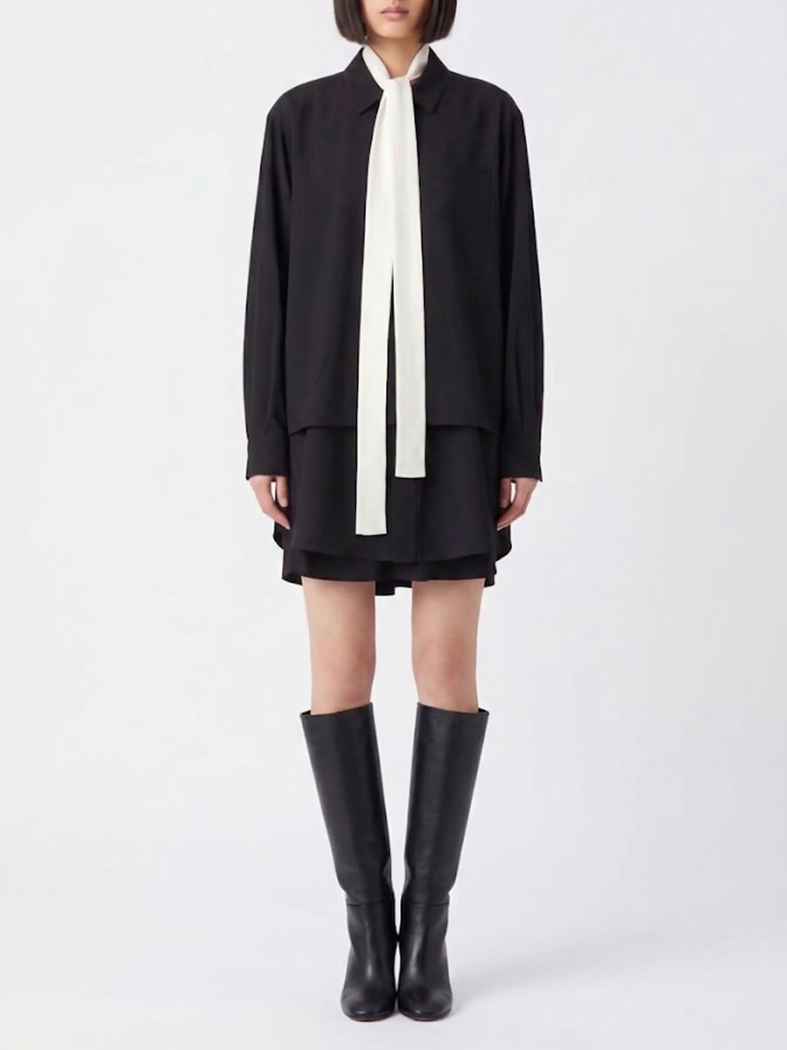 SACAI X CARHARTT WIP Long Crêpe Shirt Dress with Asymmetric Hem