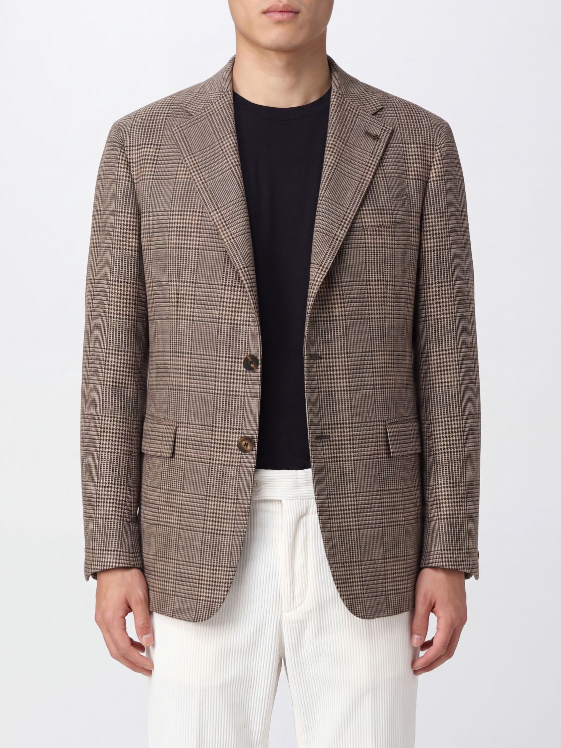 Tagliatore Single-Breasted Prince of Wales Check Blazer in Wool and Cashmere