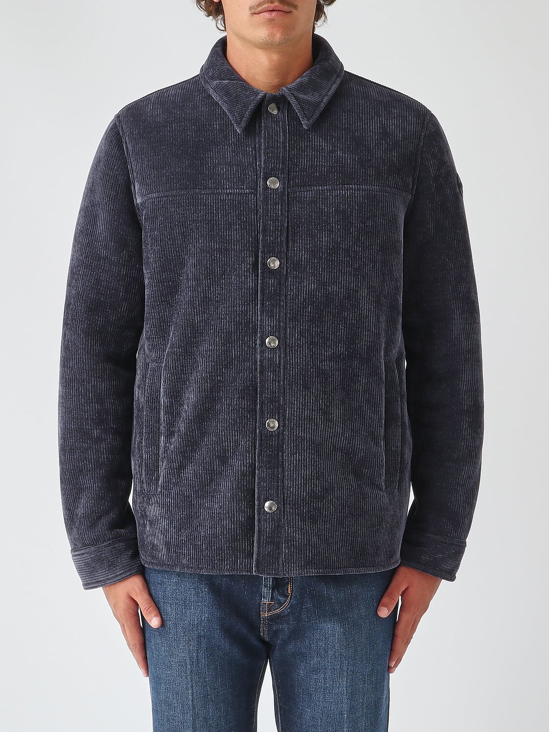 Colmar Single-Breasted Velvet Overshirt with a Classic Collar and Button Closure