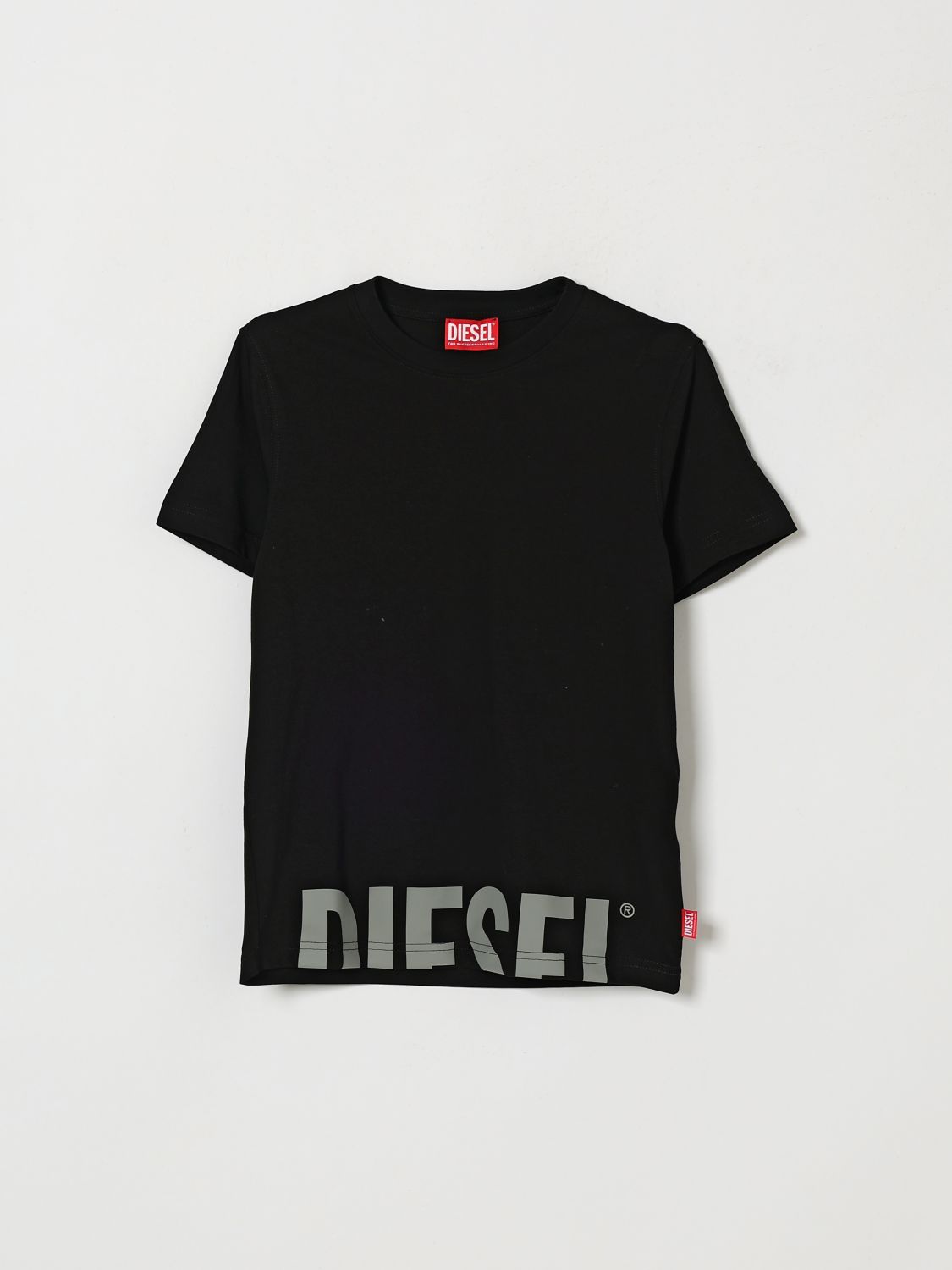 DIESEL Boys' Short-Sleeve Cotton T-Shirt with Contrast Logo