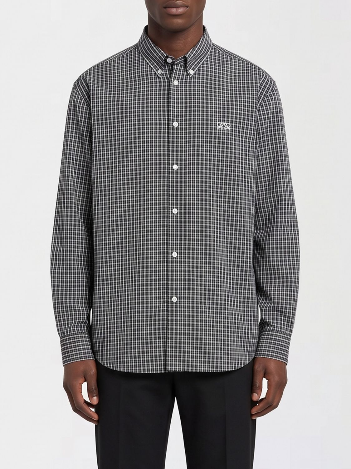 Loewe Slim Fit Vichy Check Cotton Shirt with Embroidered Anagram Logo