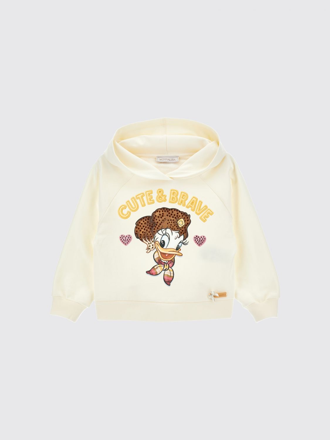 MONNALISA Felpa da bambina in cotone con cappuccio e stampa Disney