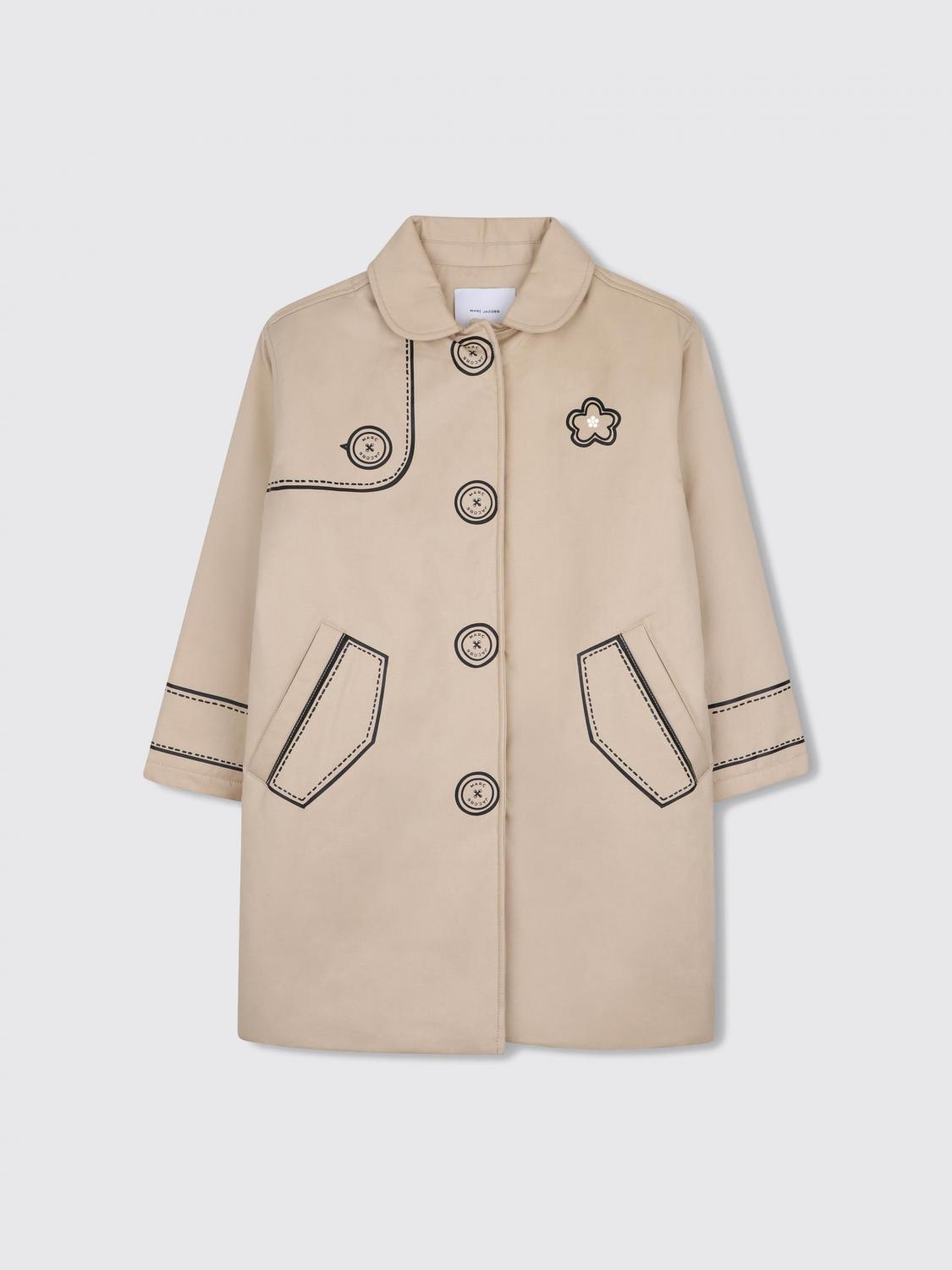 LITTLE MARC JACOBS Boy's Cotton Trench Coat with Graphic Print and Back Patch