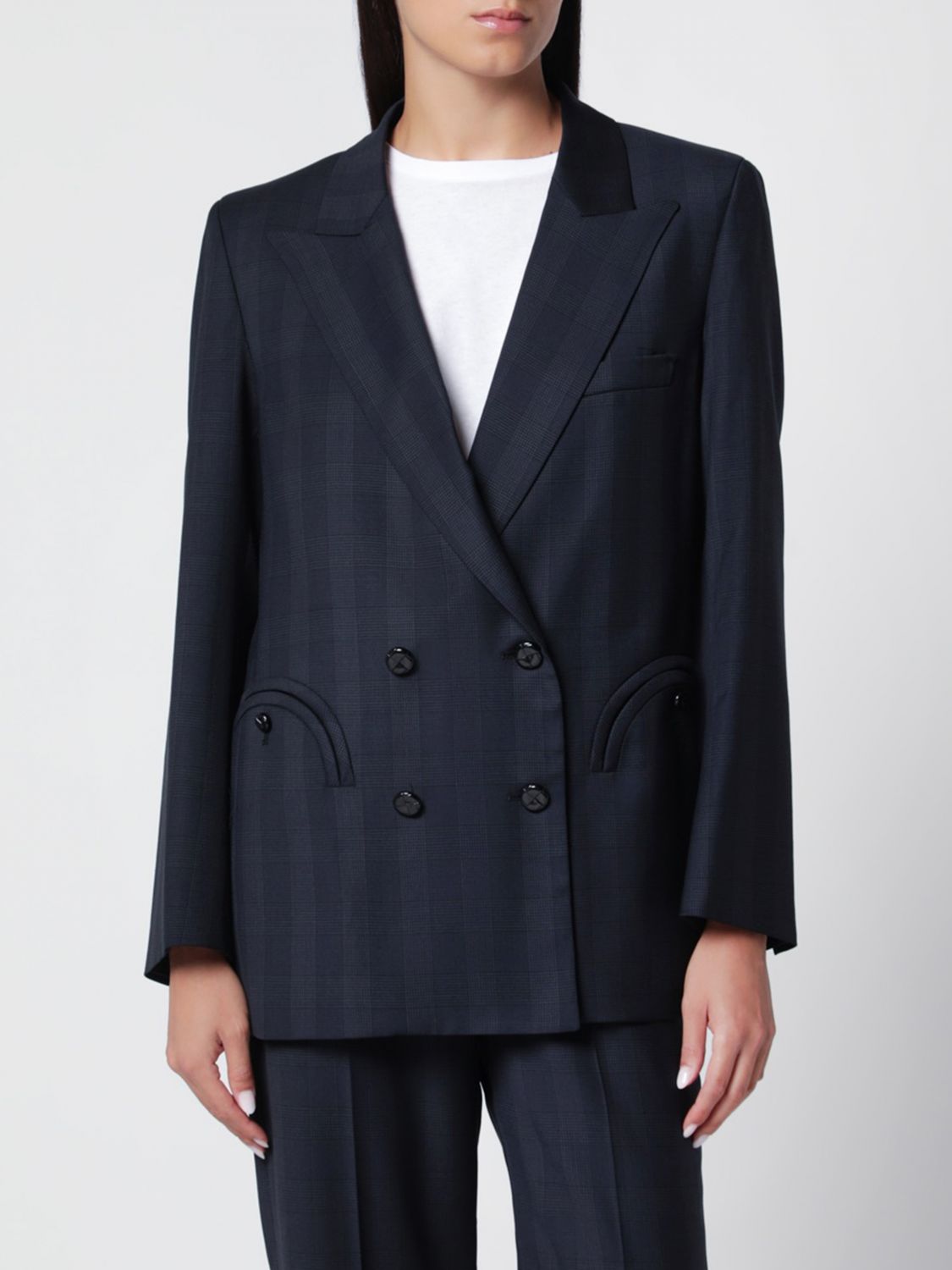 BLAZÉ MILANO Nadelstreifen-Doppelreiher-Blazer aus reiner Schurwolle