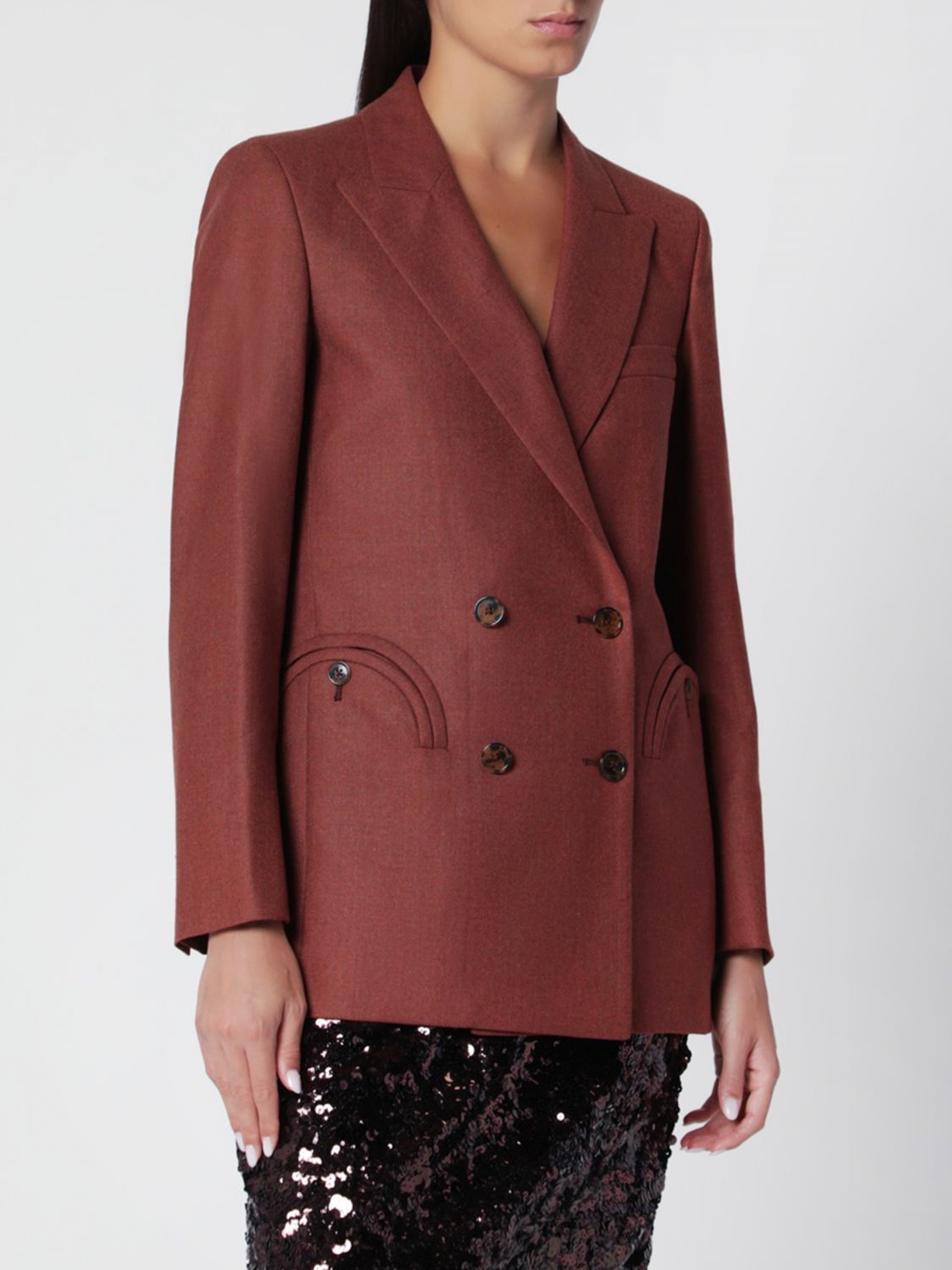 BLAZÉ MILANO Doppelreiher-Blazer aus Schurwolle und Kaschmir