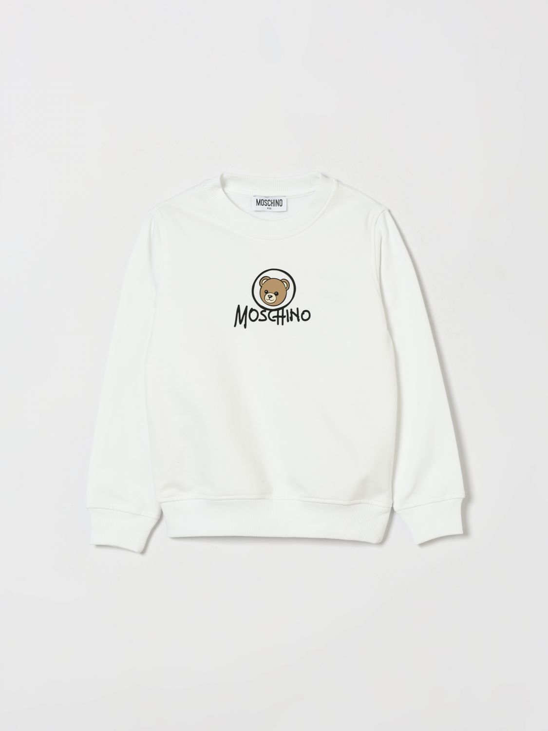 MOSCHINO Felpa girocollo da bambino in cotone con stampa Teddy Bear