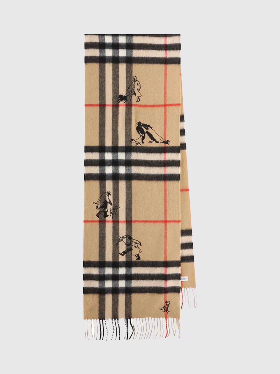 BURBERRY Vintage Check 100% Cashmere Scarf with Fringed Edges