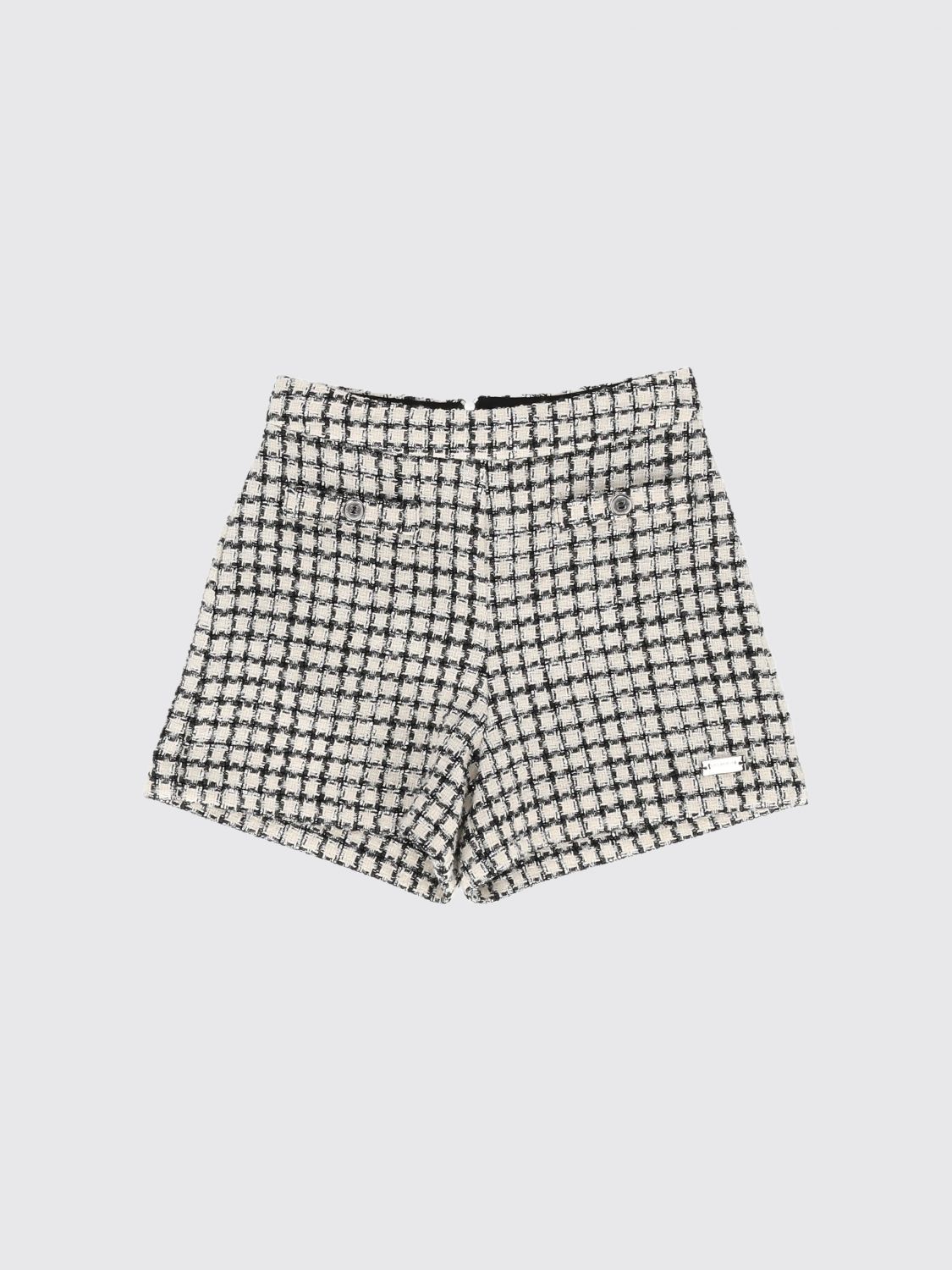 BALMAIN Girls' High-Waisted Check Tweed Culottes with Back Zip BALMAIN Girls' High-Waisted Check Tweed Culottes with Back Zip
