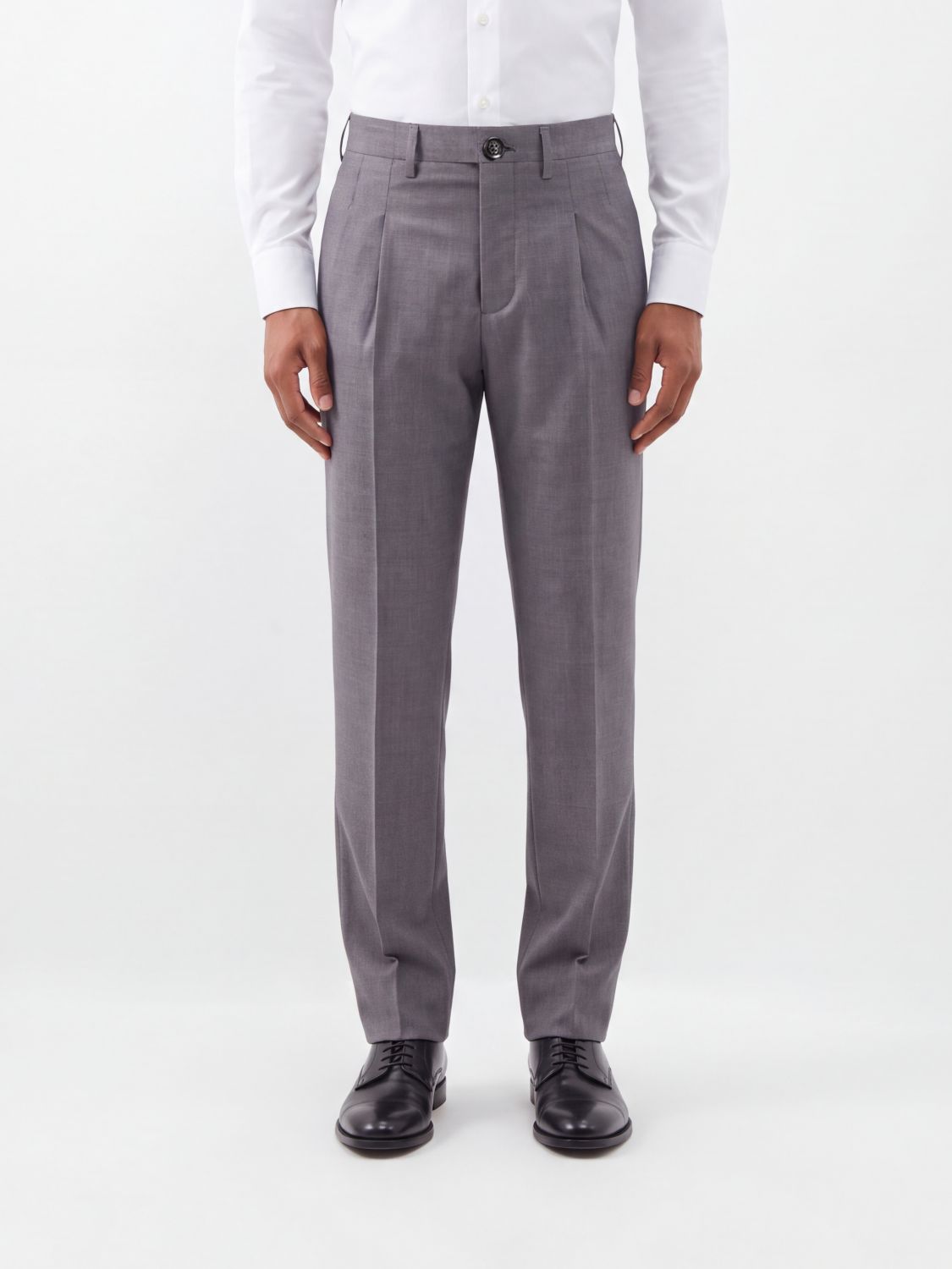 AMI PARIS Mid-Rise Pleated Wool Wide-Leg Tailored Trousers