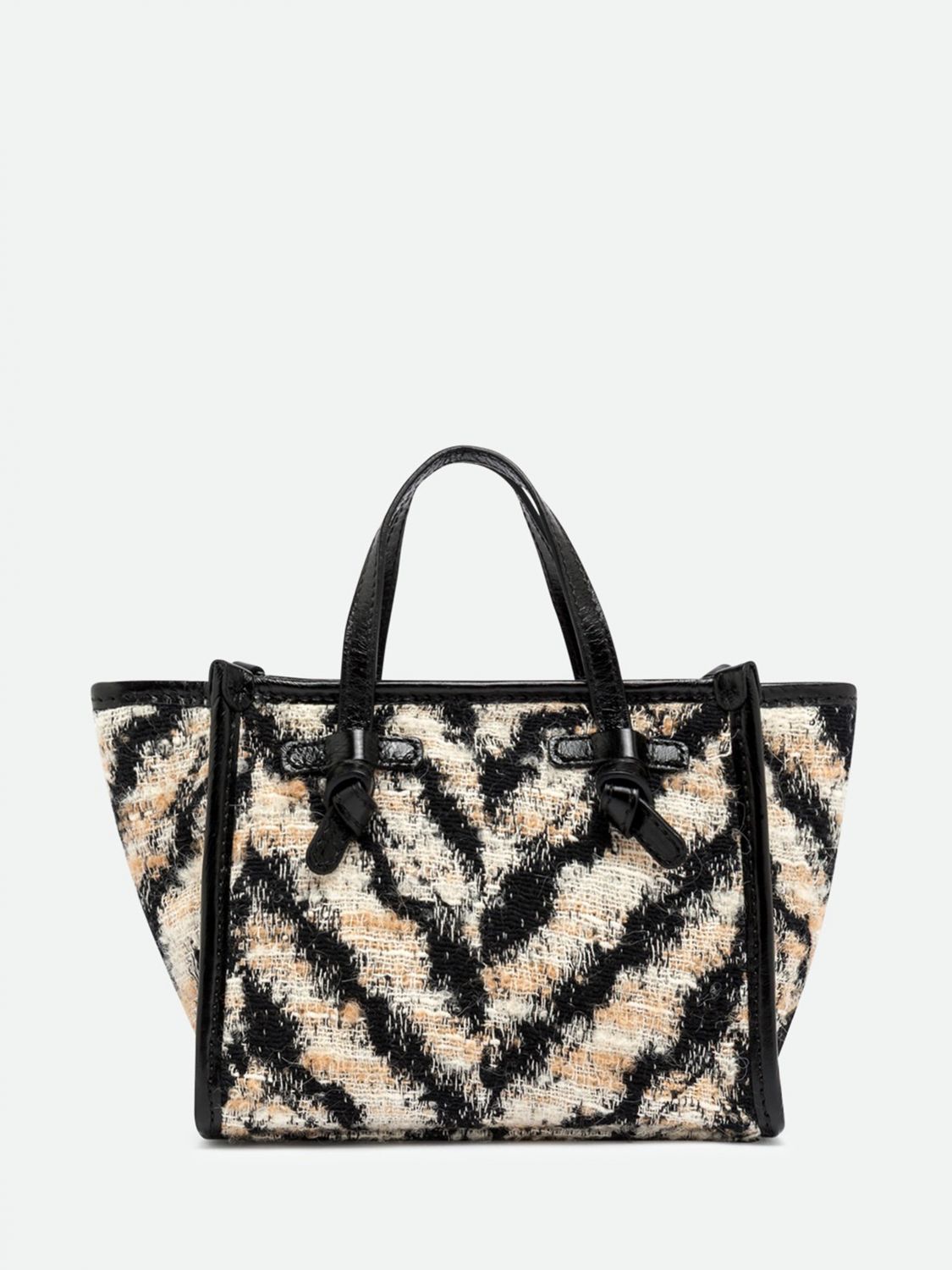 GIANNI CHIARINI Miss Marcella Mini-Tasche aus Chevron-Wolle mit abnehmbarem Gurt
