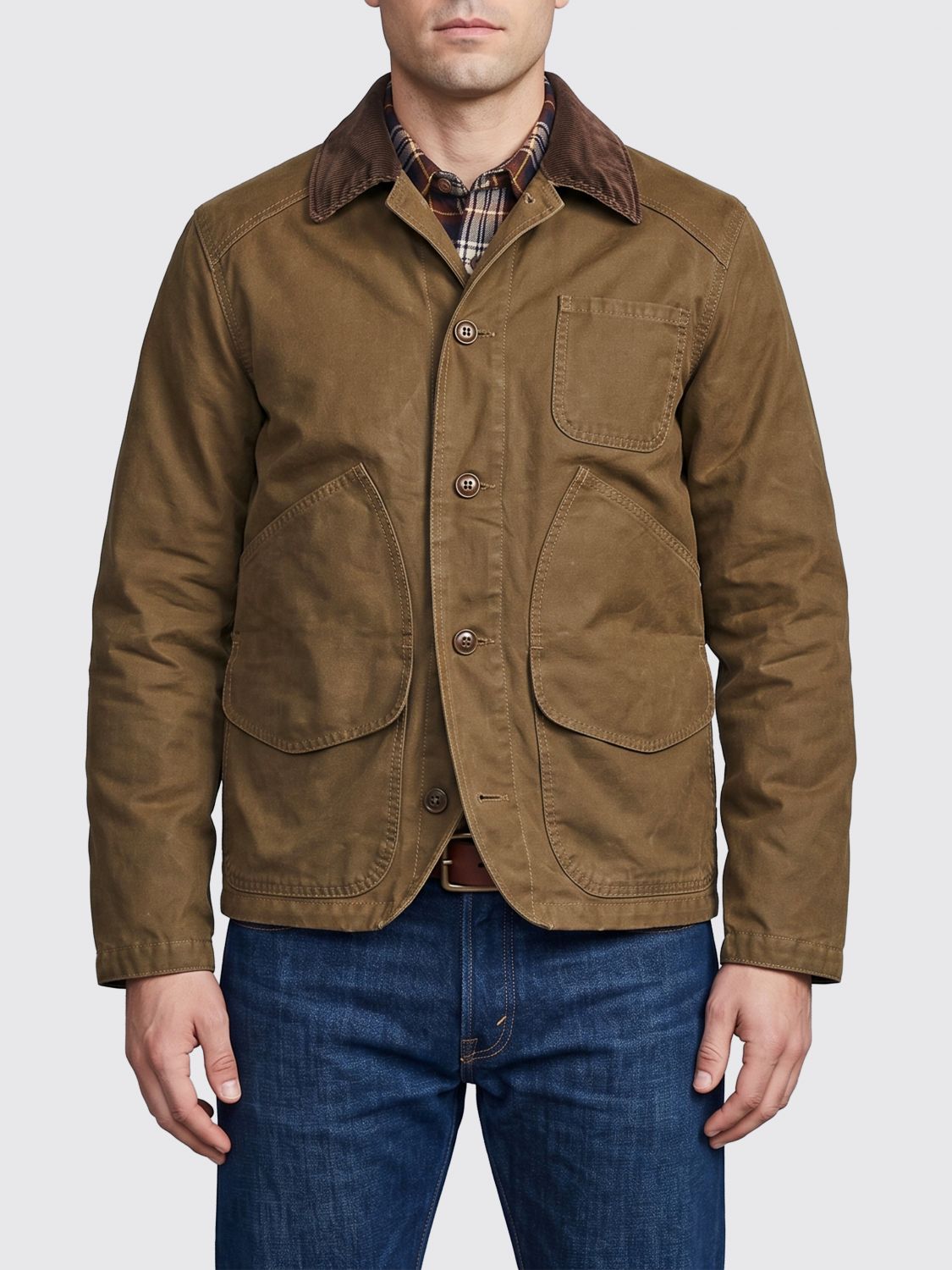 Filson Lightweight Cotton Jacket with Corduroy Collar and Logo