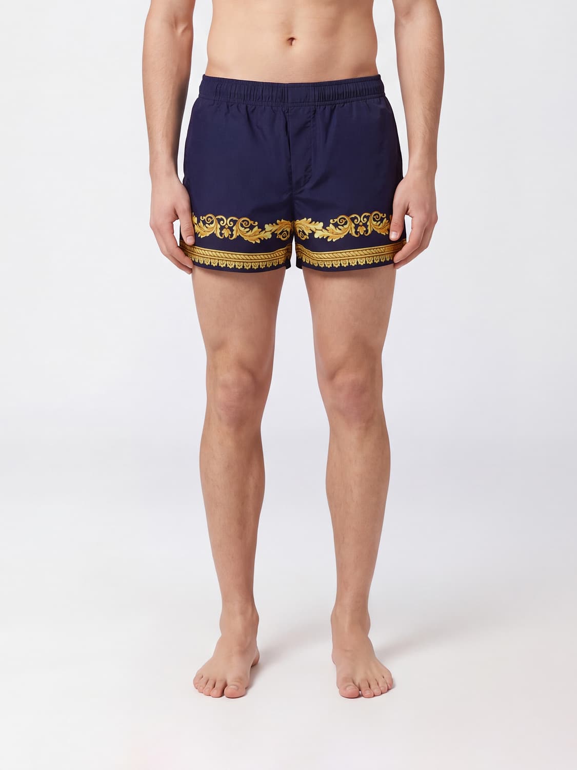 Versace All-Over Baroque Print Mid-Rise Swim Shorts