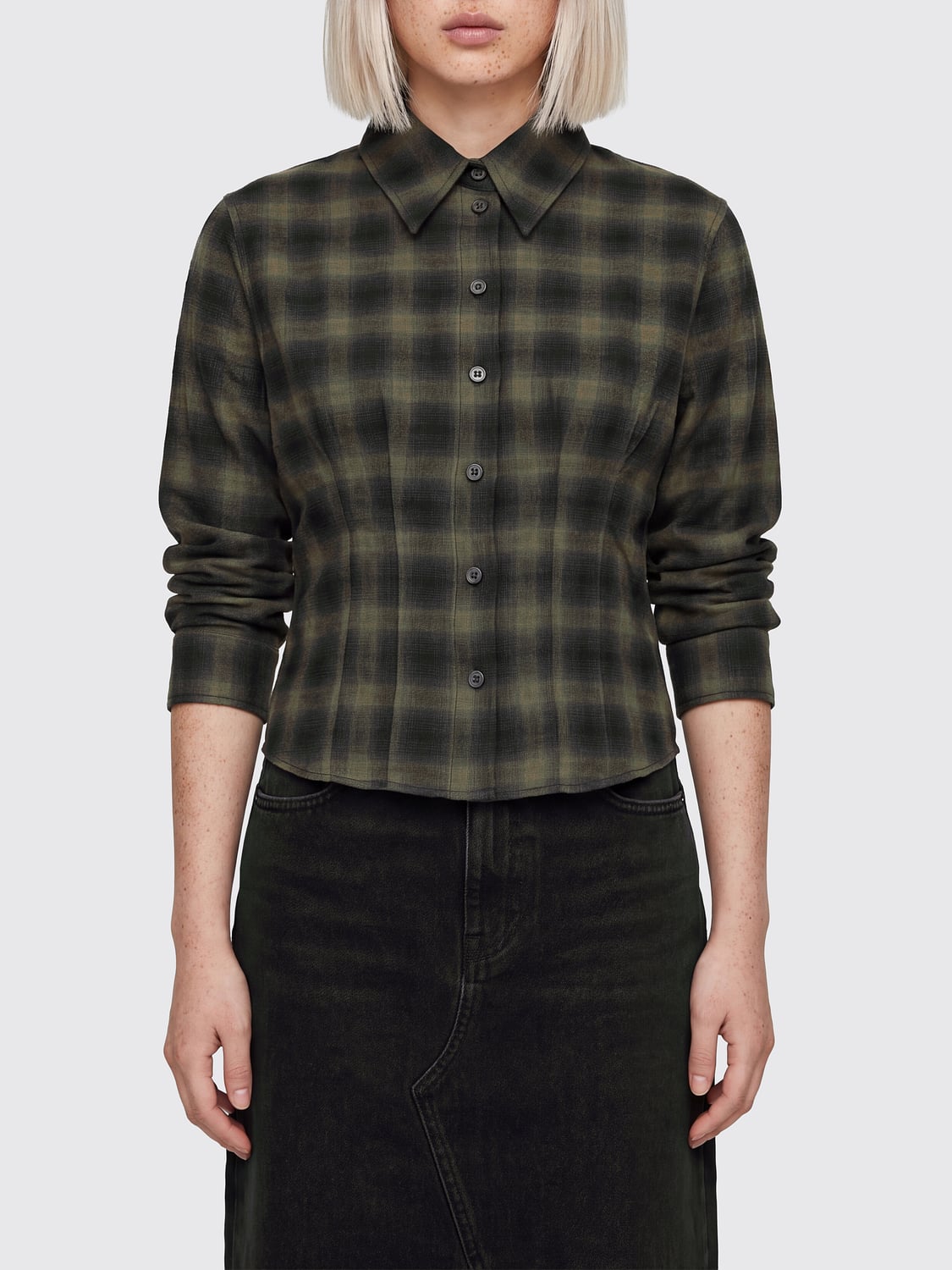 OUR LEGACY Check Slim Fit Cotton and Wool Shirt with Classic Collar