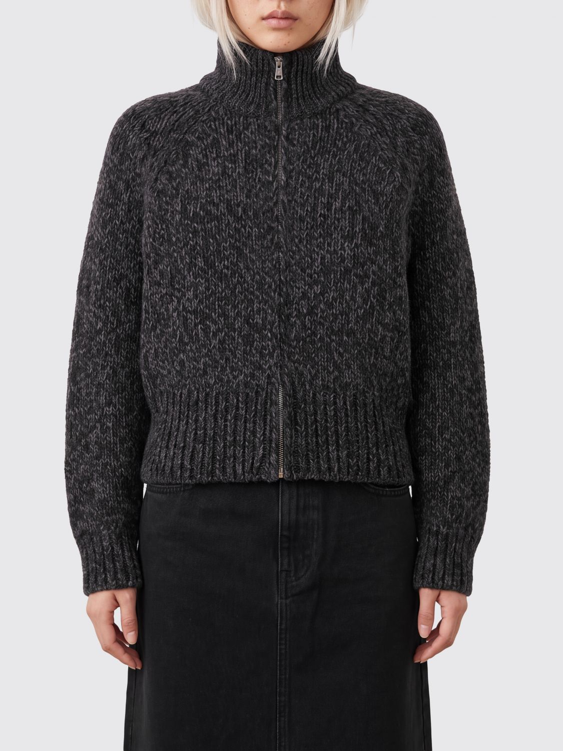 Our Legacy Pure Wool Zip-Up Turtleneck Jumper with Dropped Shoulders
