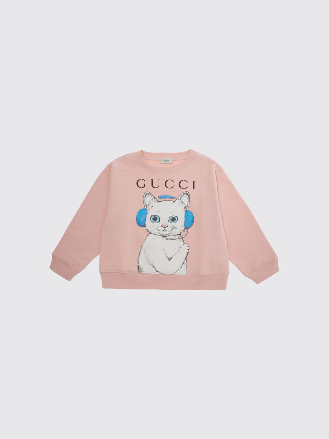 GUCCI Felpa da bambino in cotone con stampa logo grafica a contrasto