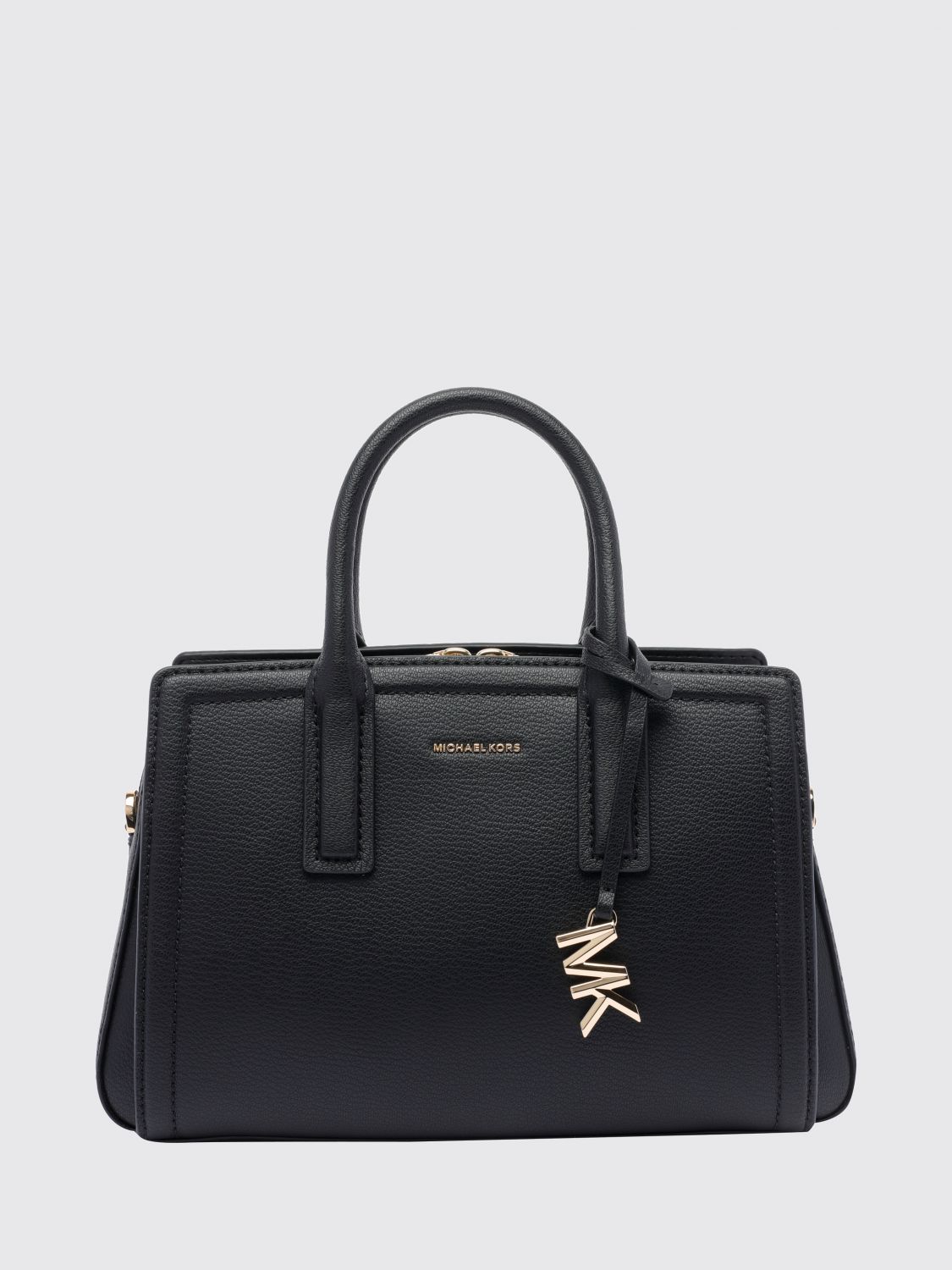 Michael Kors Laila Calf Leather Handbag with Double Handle and Charm Michael Kors Laila Calf Leather Handbag with Double Handle and Charm