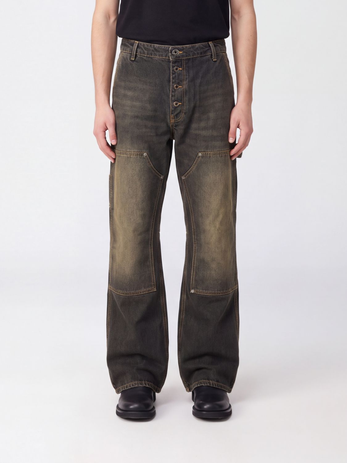 Off-White The Half Arrow Straight-Leg Jeans in Vintage Distressed Denim