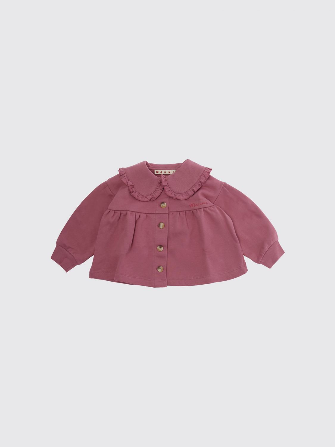 MARNI Girl's Cotton Shirt with Ruffled Sailor Collar