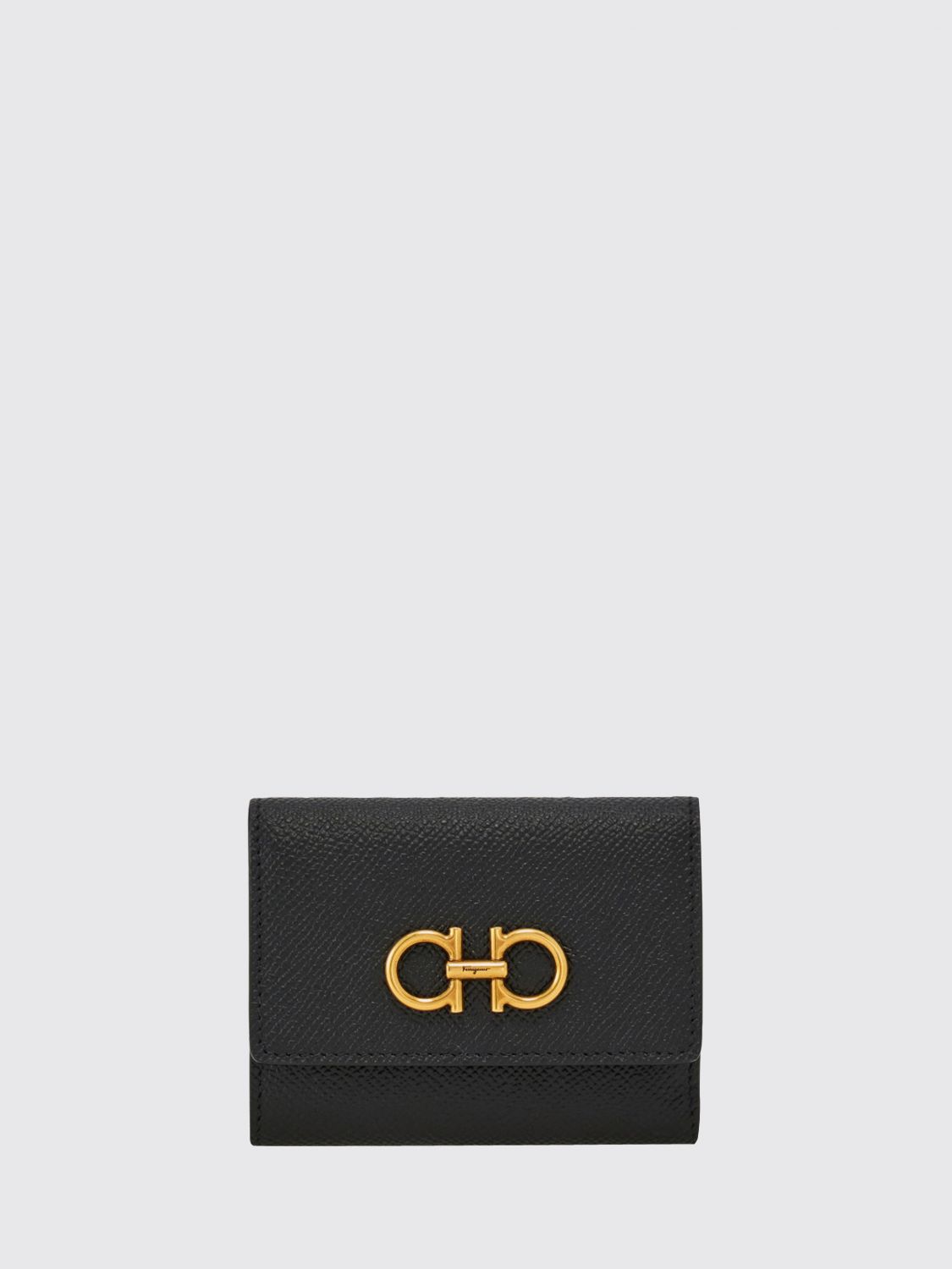FERRAGAMO Gancini Hammered Calf Leather Tri-Fold Wallet