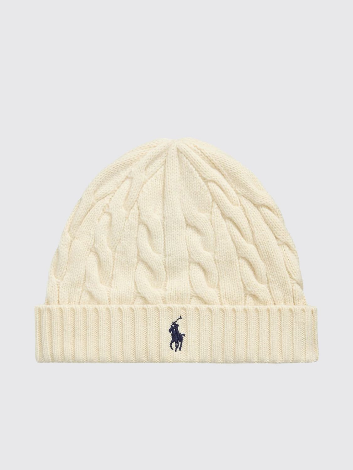 POLO RALPH LAUREN Wool and Cashmere Blend Beanie with Contrast Pony Logo