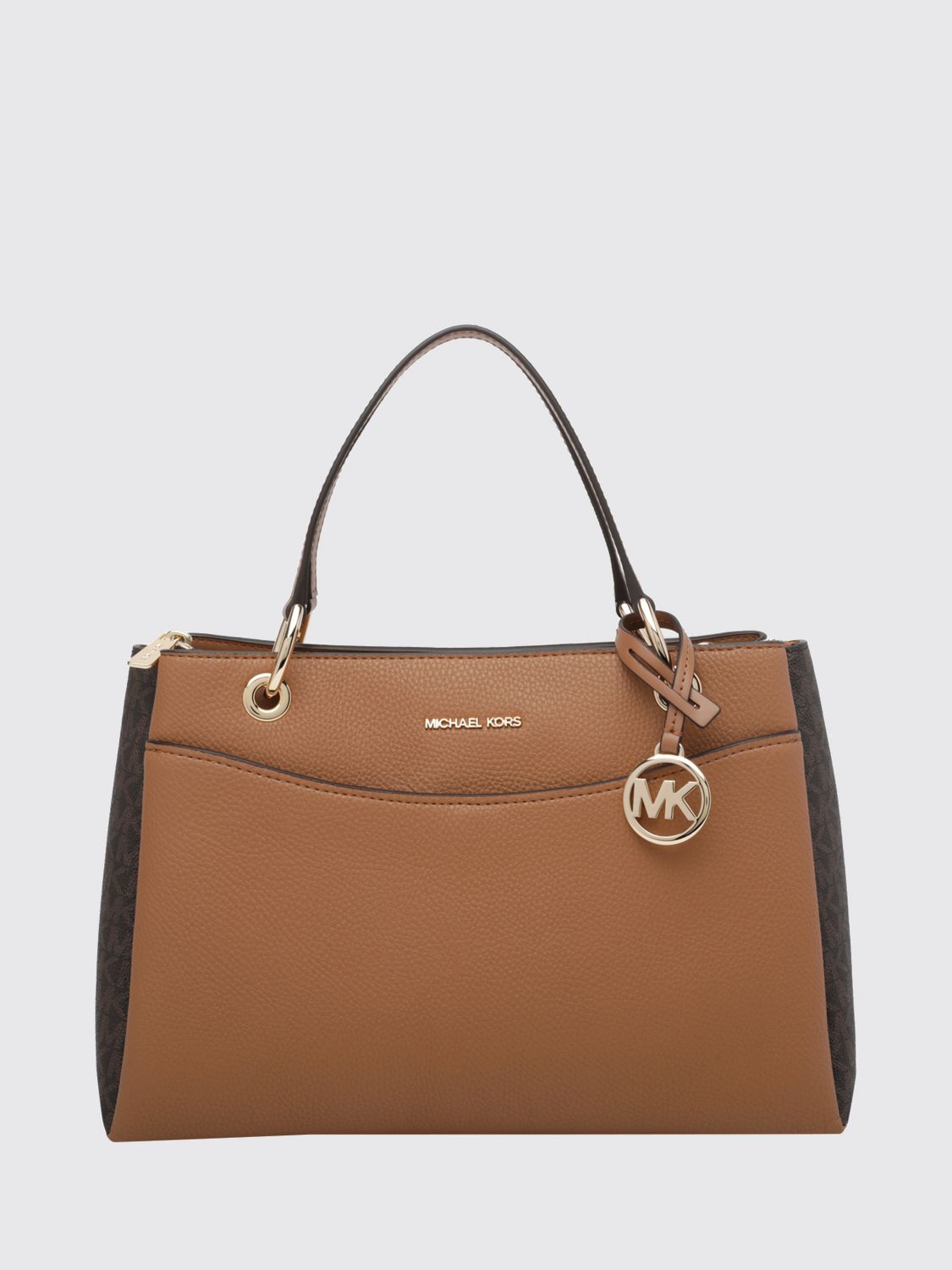 Michael Kors May Monogram Canvas and Leather Handbag with Removable Strap Michael Kors May Monogram Canvas and Leather Handbag with Removable Strap