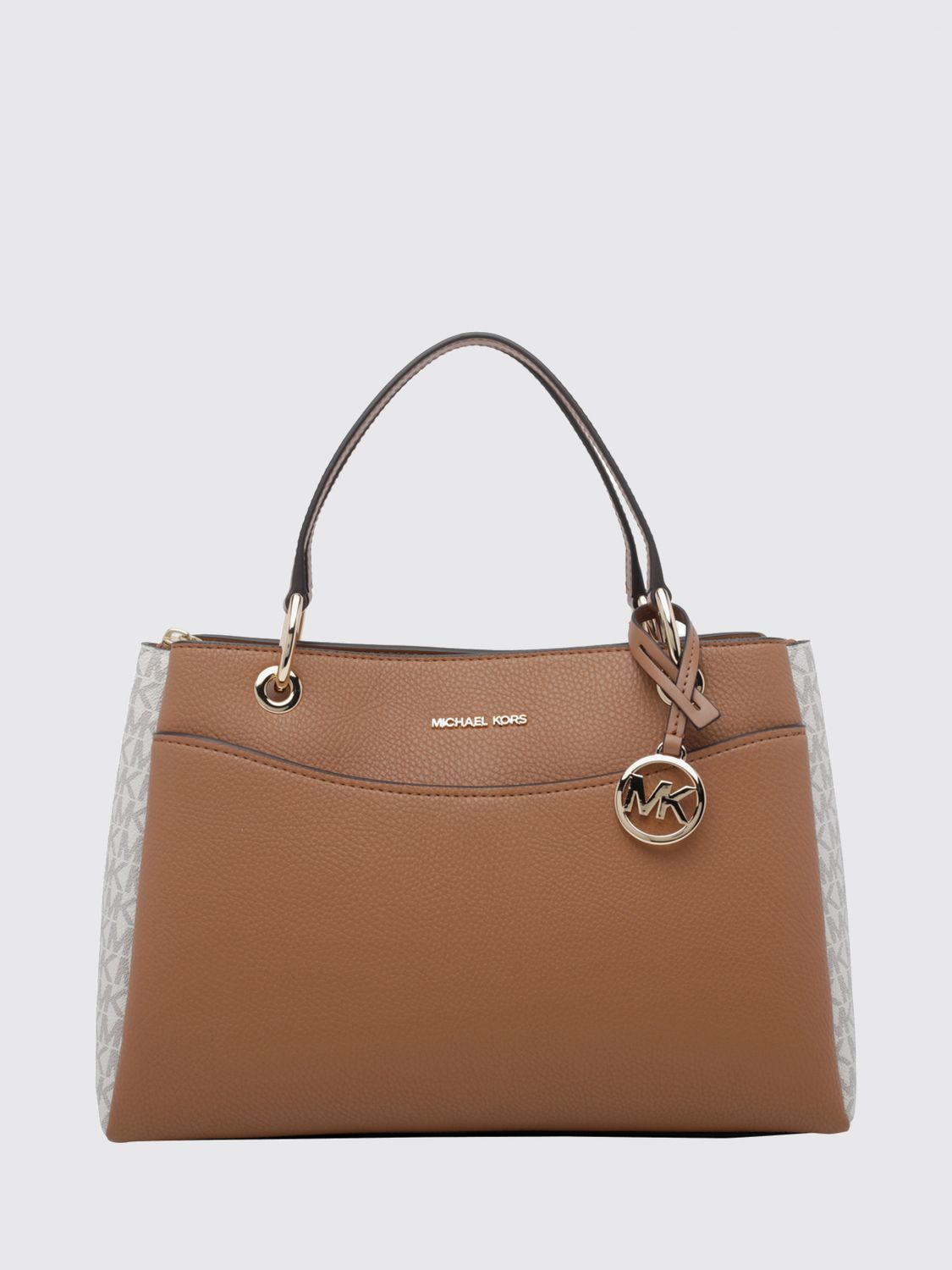 Michael Kors May Monogram Canvas and Leather Handbag with Removable Strap Michael Kors May Monogram Canvas and Leather Handbag with Removable Strap