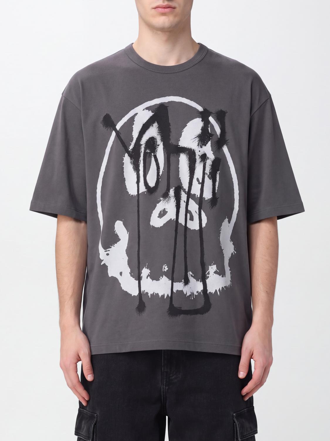 Y-3 Baumwoll-T-Shirt mit Graffiti-Logo-Print und überschnittenen Schultern