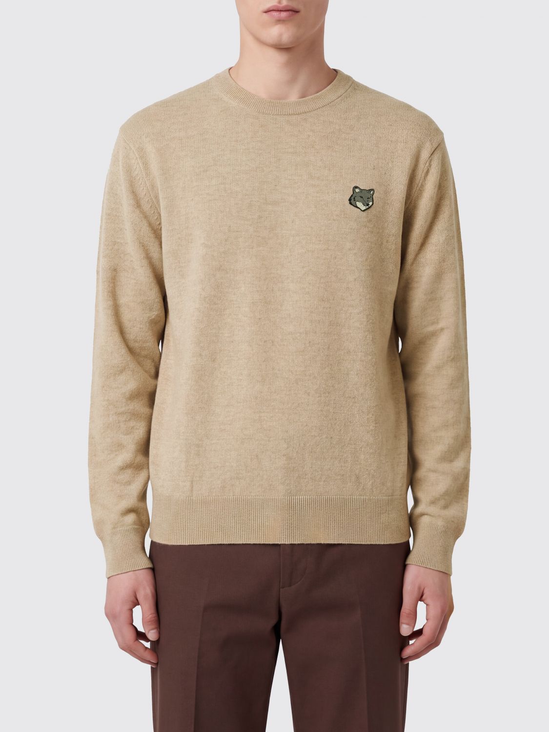 Maison Kitsuné Pure Wool Crewneck Jumper with Logo Patch
