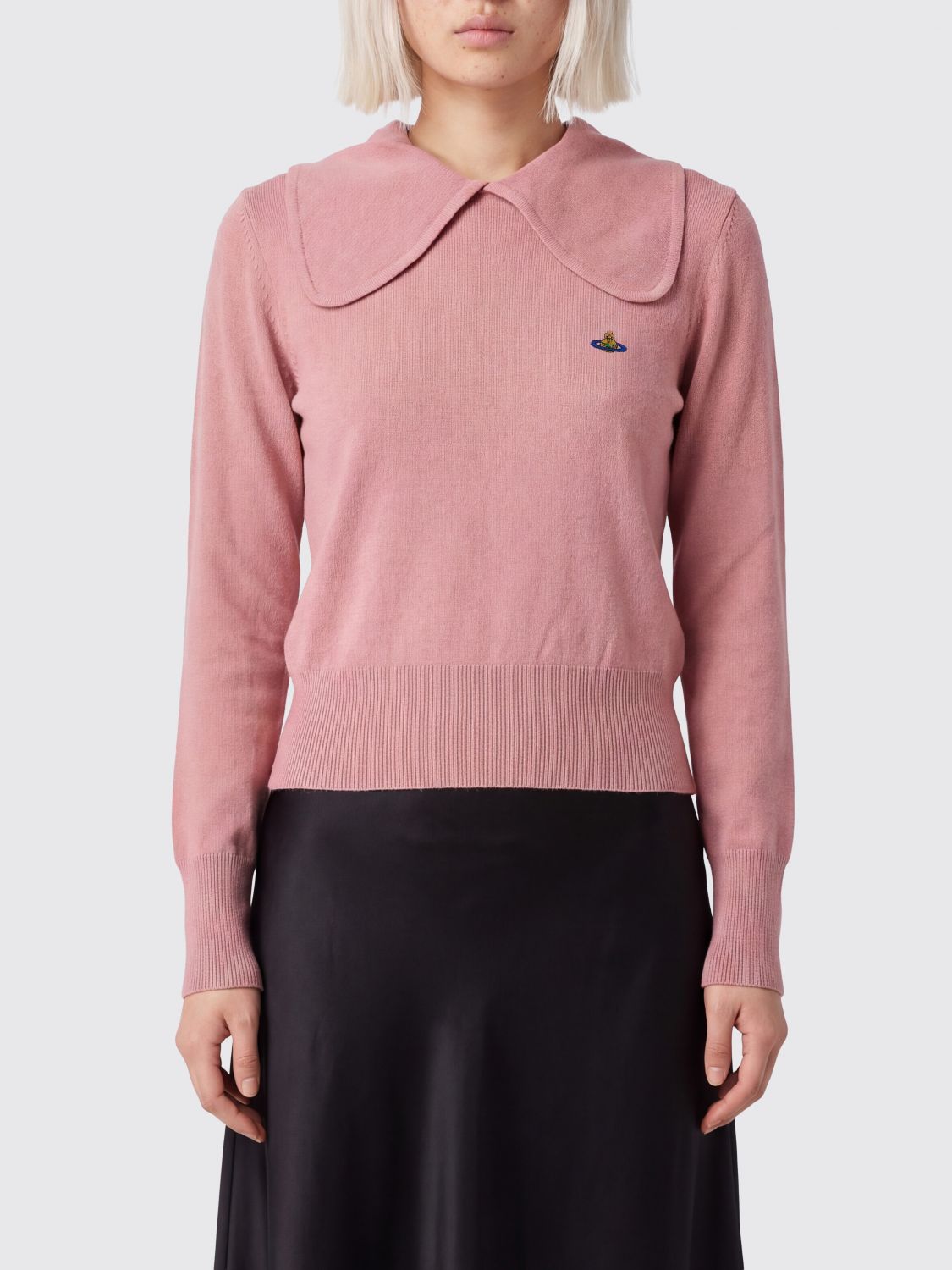 VIVIENNE WESTWOOD Wool Knit Polo with Sailor Collar and Orb Logo
