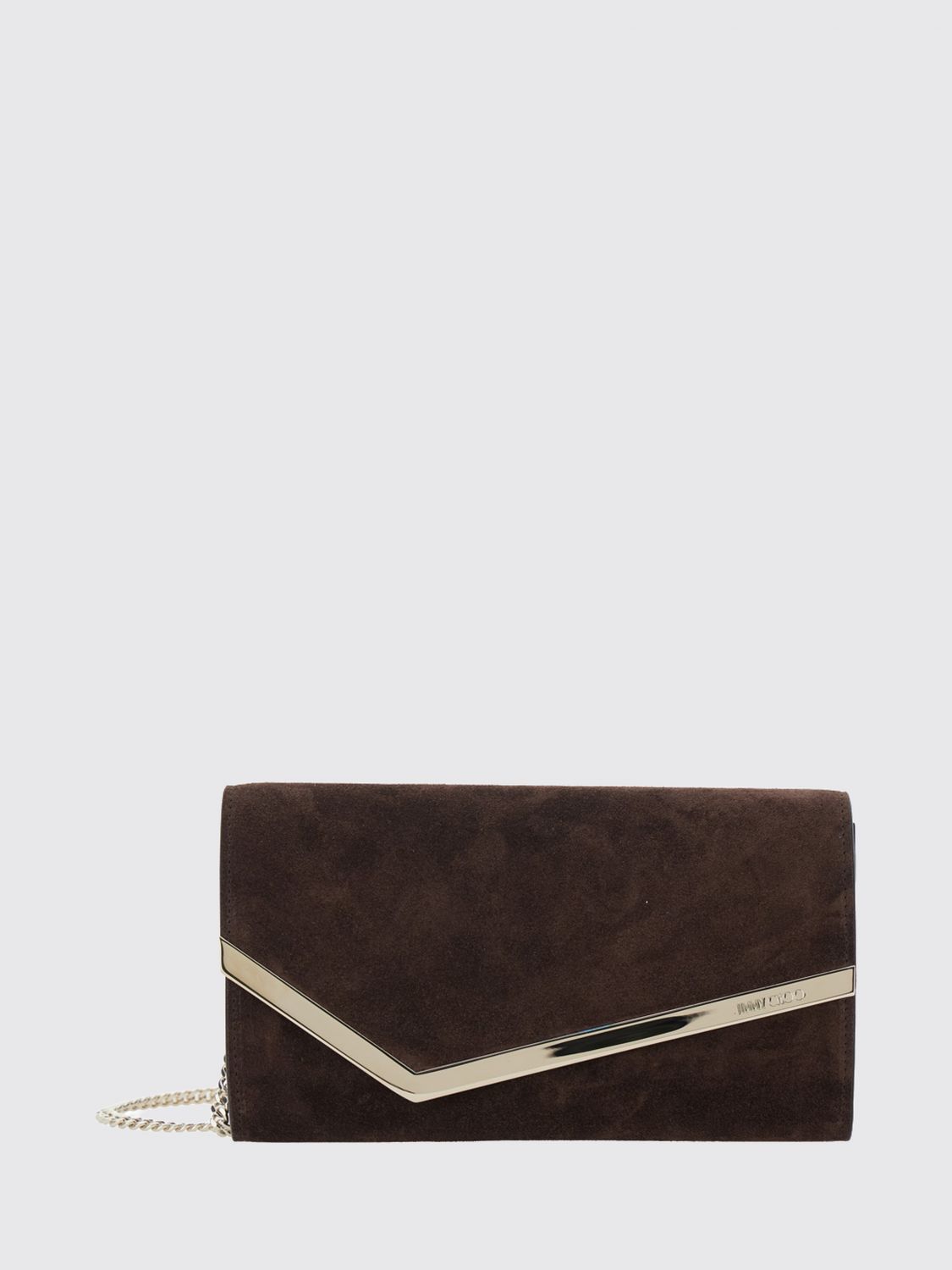 JIMMY CHOO Emmie Suede Clutch Bag with Chain Strap