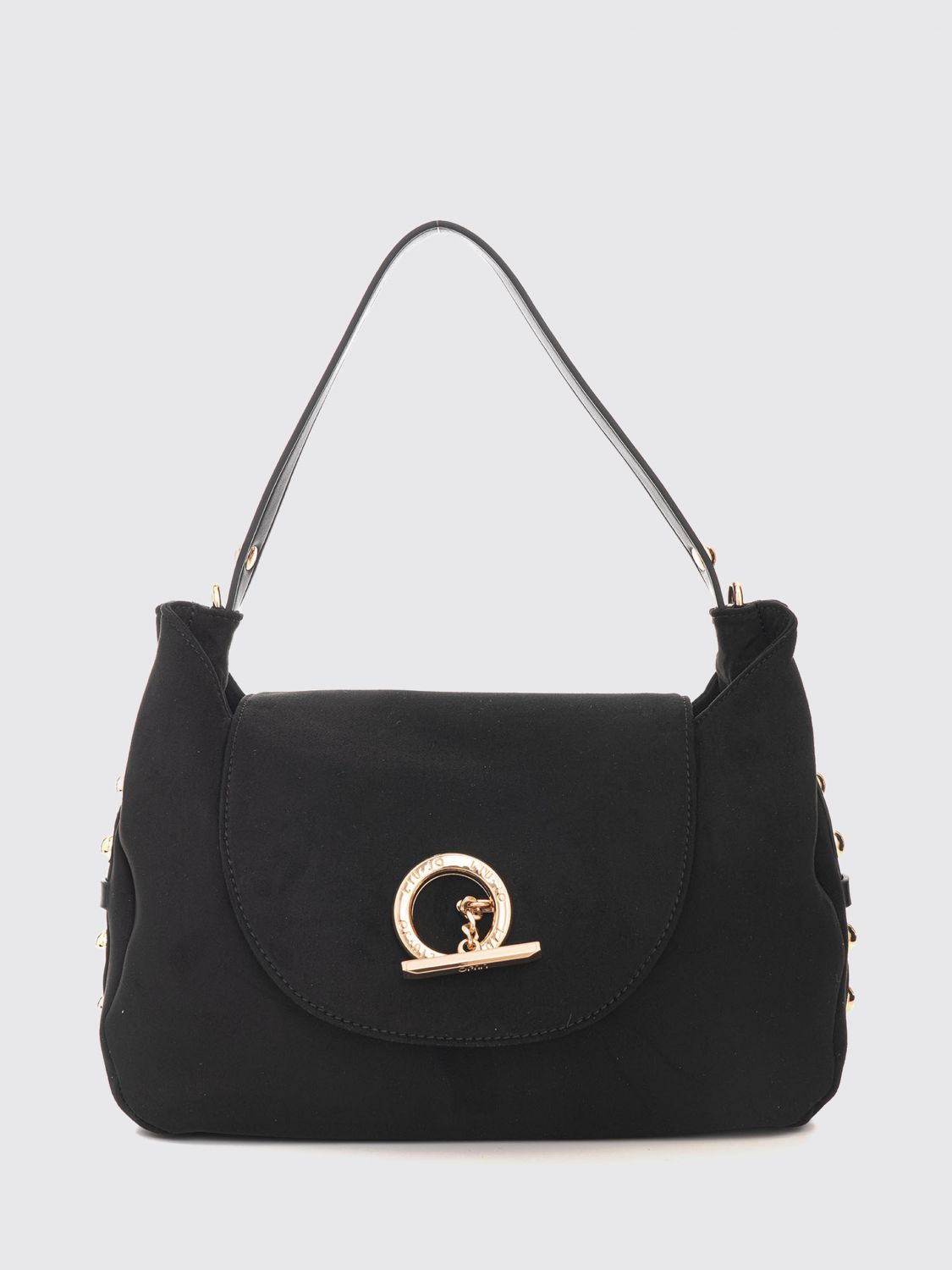 LIU JO Suede-Effect Synthetic Leather Shoulder Bag with Flap and Impressed Logo