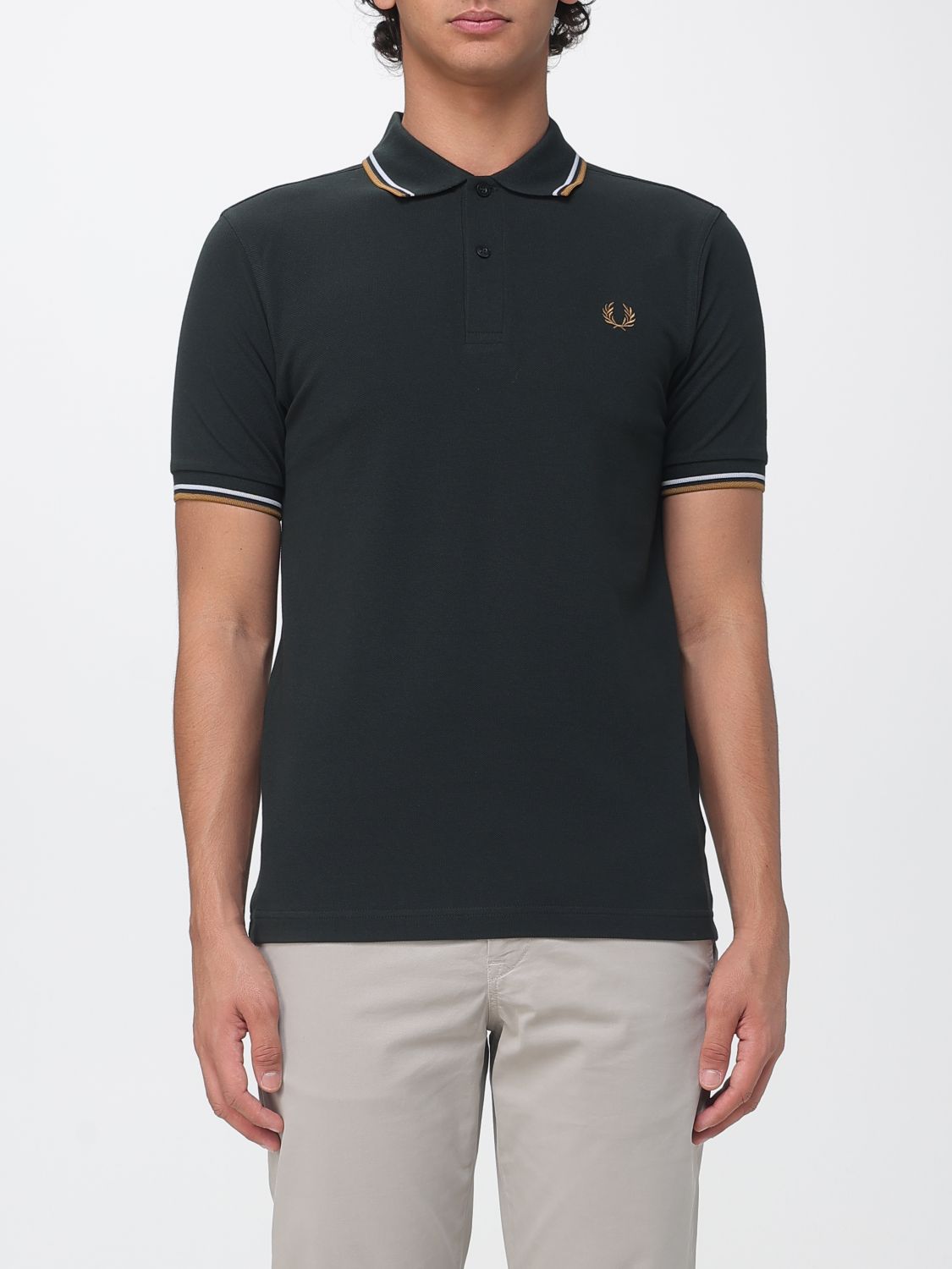FRED PERRY Short-Sleeve Cotton Polo with Embroidered Logo and Contrast Trims FRED PERRY Short-Sleeve Cotton Polo with Embroidered Logo and Contrast Trims