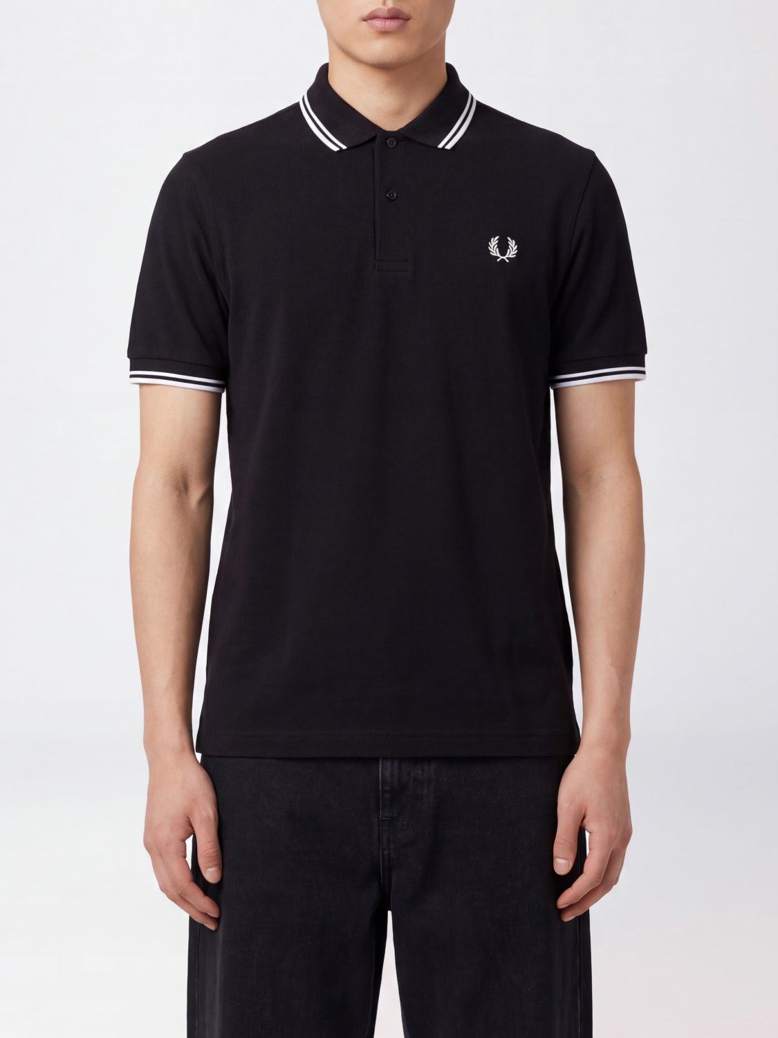 FRED PERRY Polo a maniche corte in cotone con logo ricamato e profili a contrasto