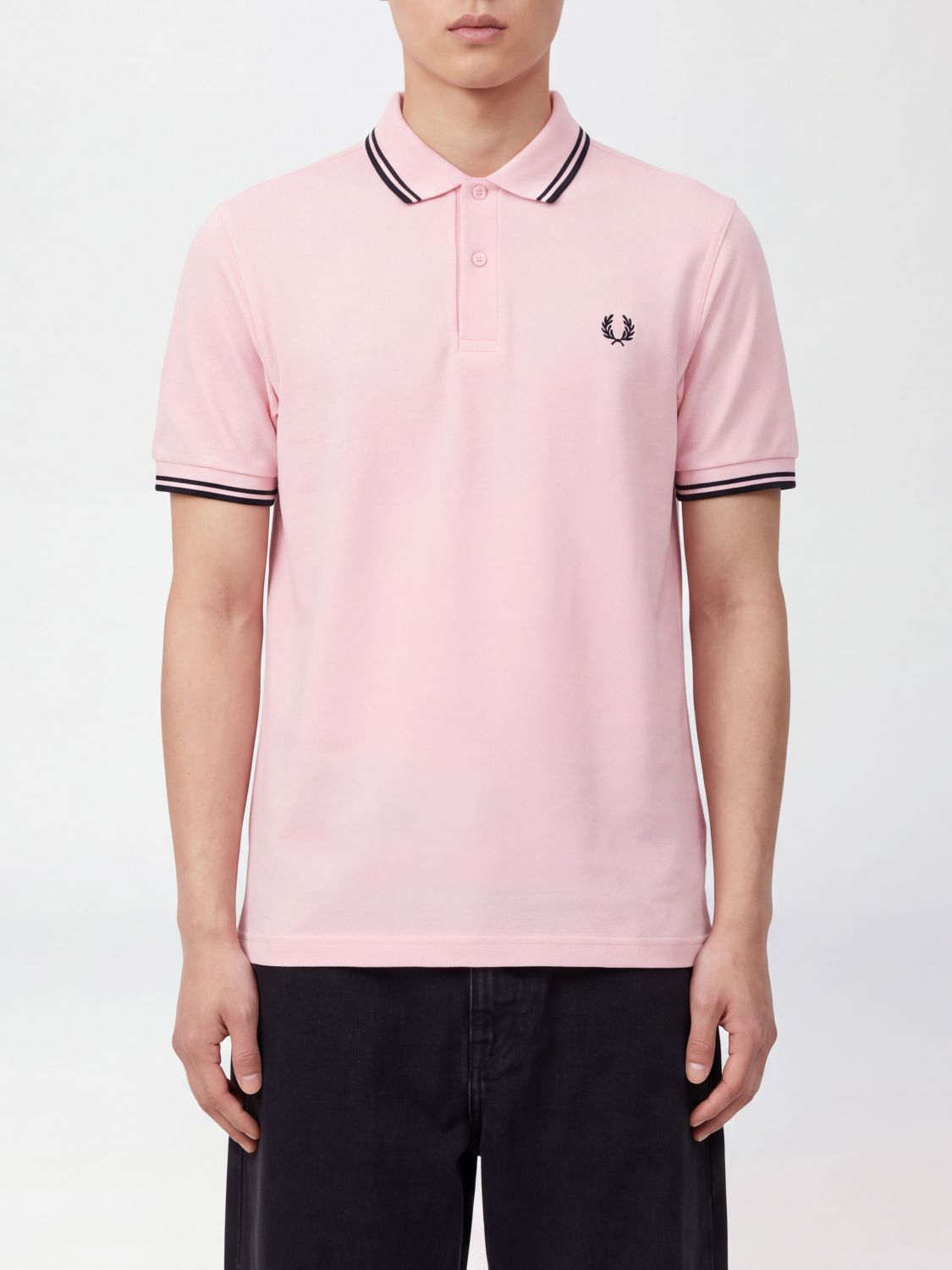 FRED PERRY Polo a maniche corte in cotone con logo ricamato e profili a contrasto