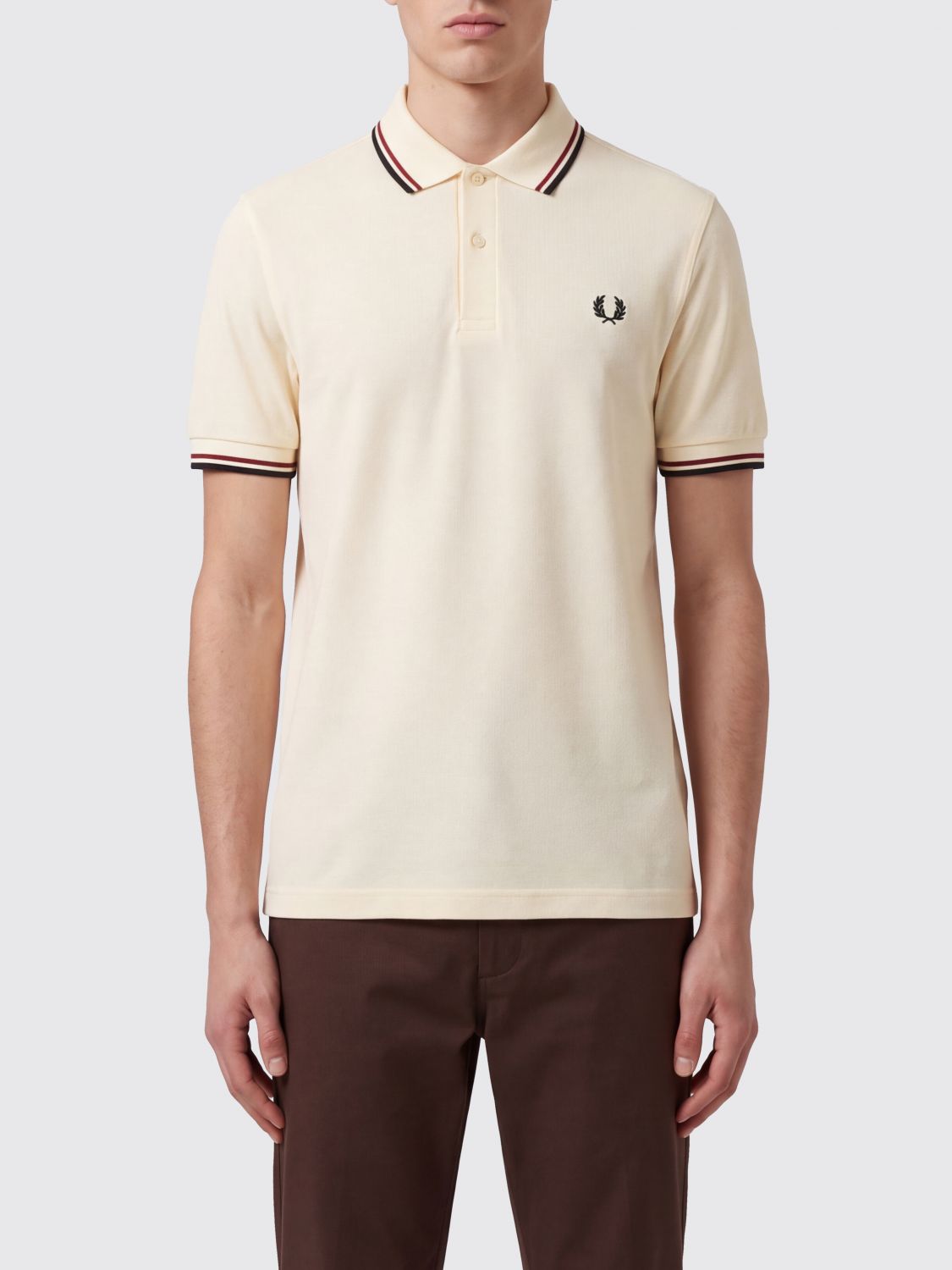 FRED PERRY Short-Sleeve Cotton Polo with Embroidered Logo and Contrast Trims FRED PERRY Short-Sleeve Cotton Polo with Embroidered Logo and Contrast Trims