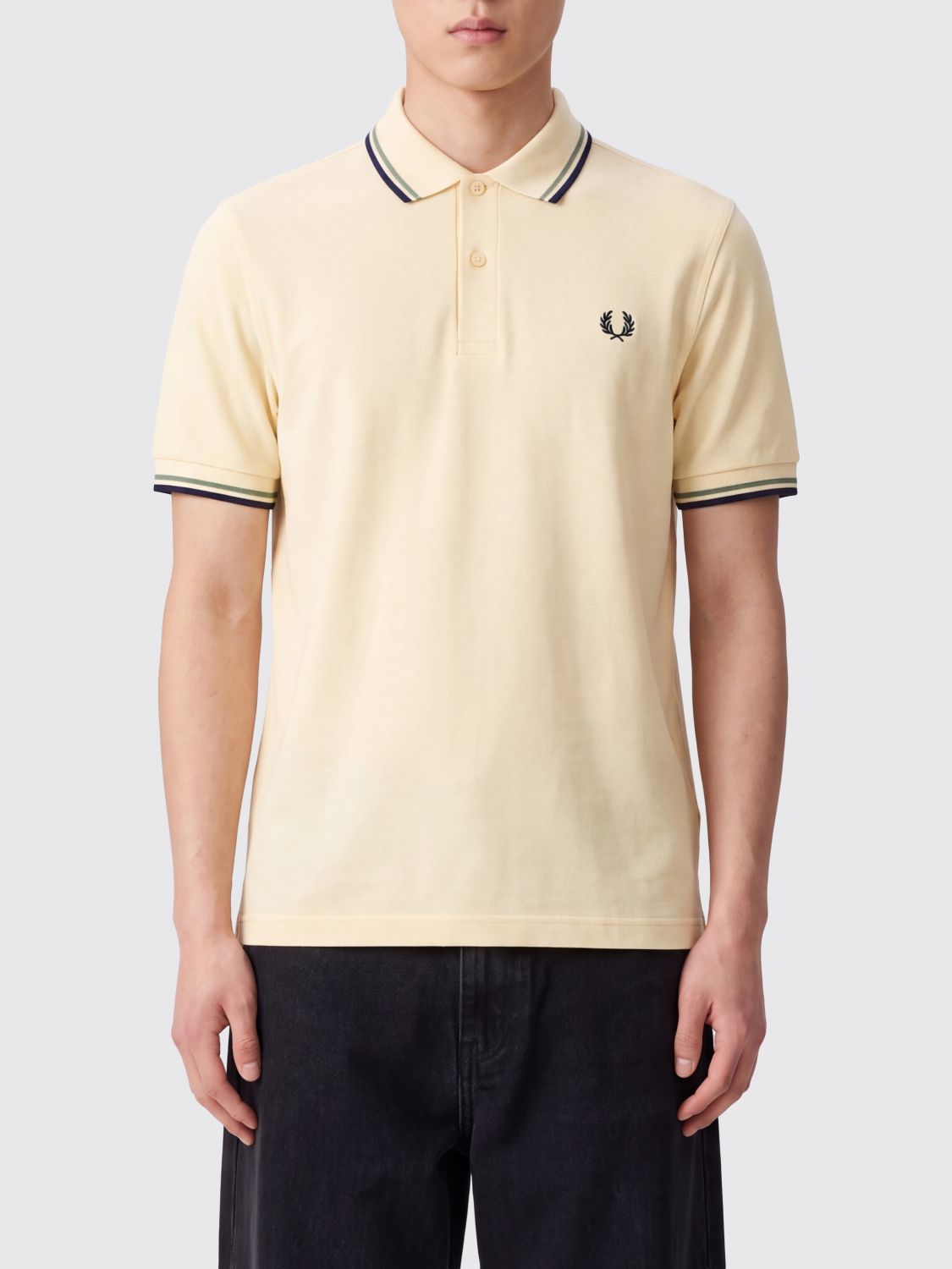 FRED PERRY Polo a maniche corte in cotone con logo ricamato e profili a contrasto