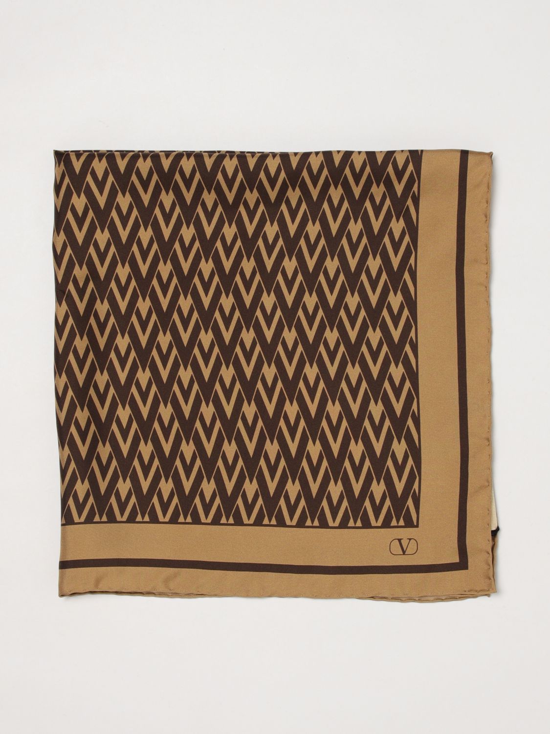VALENTINO GARAVANI Square Foulard in Silk with an All-Over Logo Print