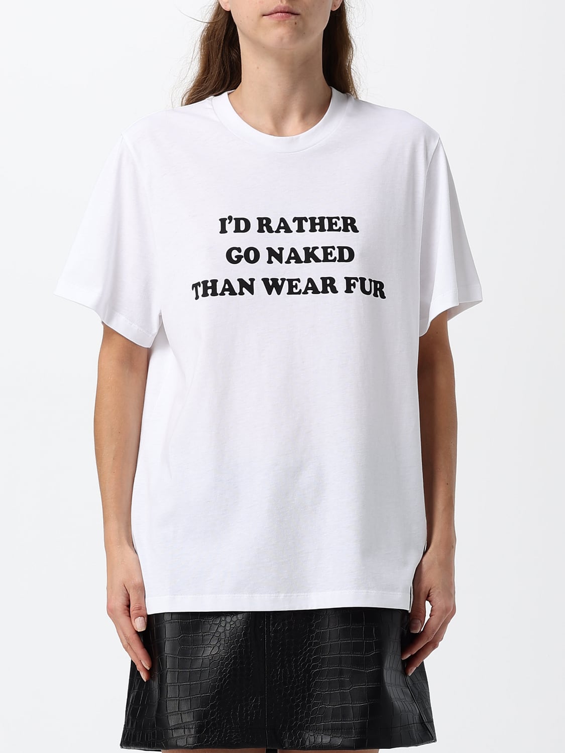 STELLA MCCARTNEY T-shirt relaxed fit in cotone con stampa slogan e logo