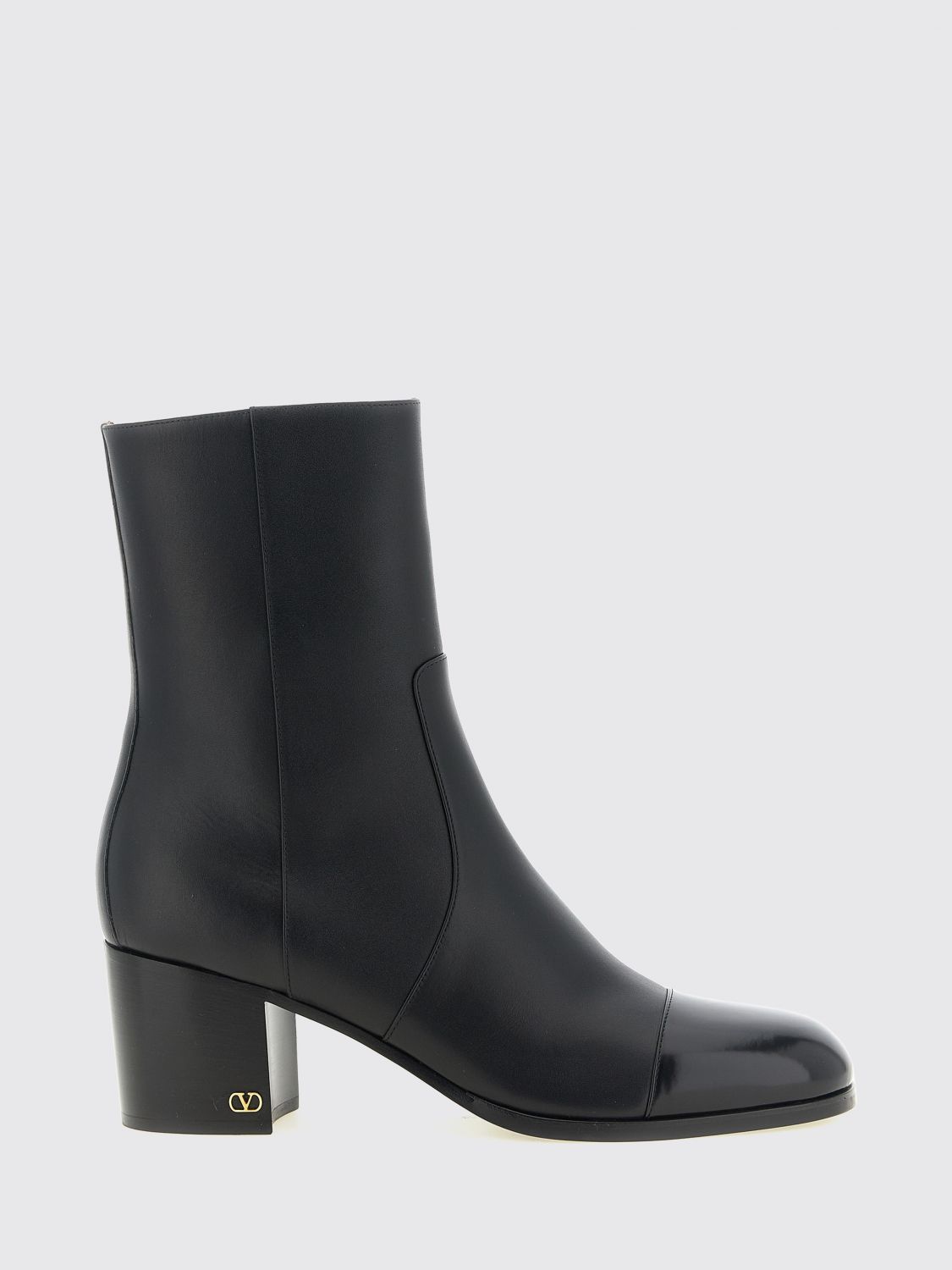 VALENTINO GARAVANI VLogo Signature Calfskin Ankle Boots with a Mid Heel