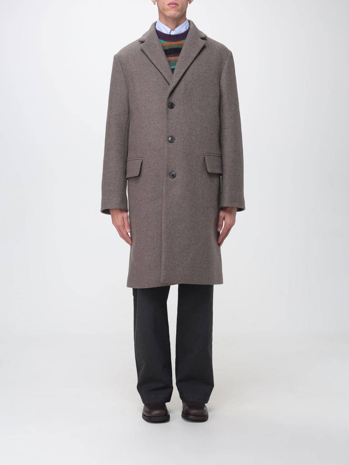 DRIES VAN NOTEN Knee-Length Wool-Blend Coat with Lapels and Back Vent