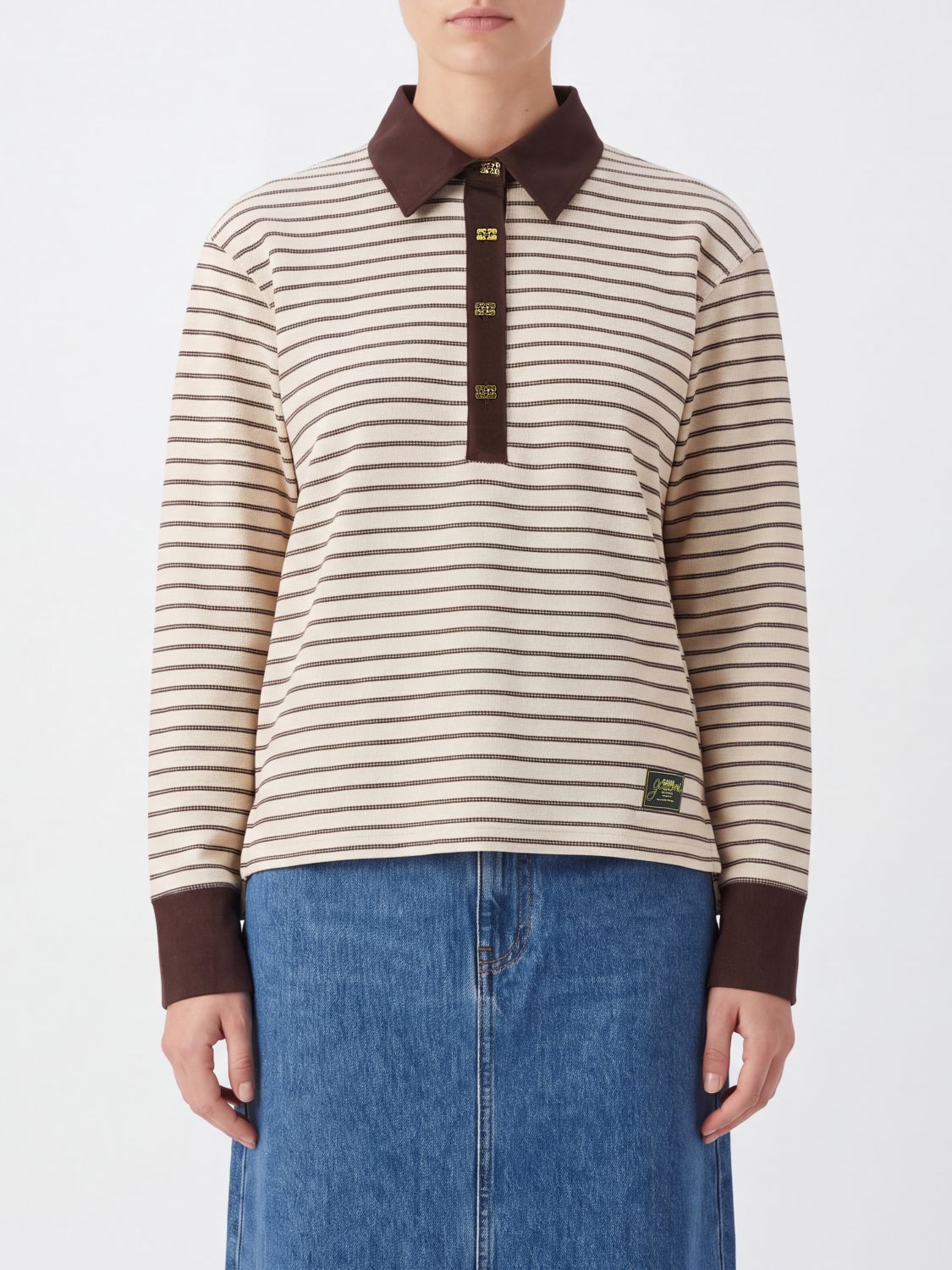 Ganni Sweater Woman Color Brown In Multi