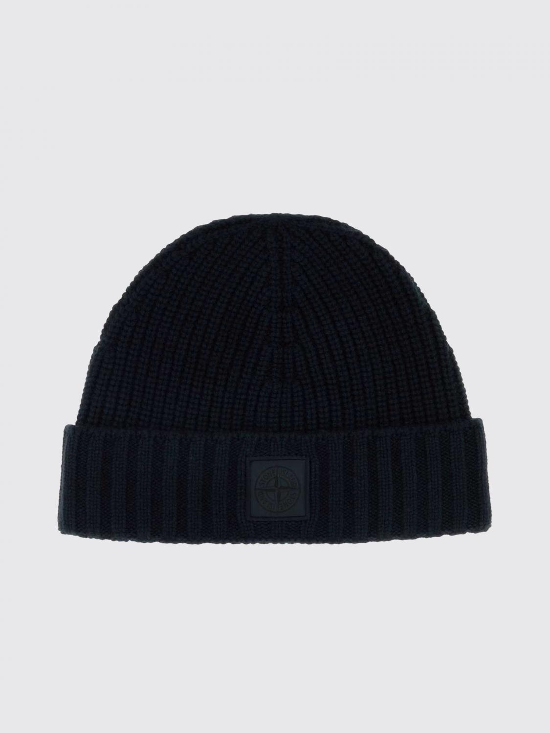 STONE ISLAND Pure Cashmere Beanie Hat with Cuffed Hem and Logo Patch