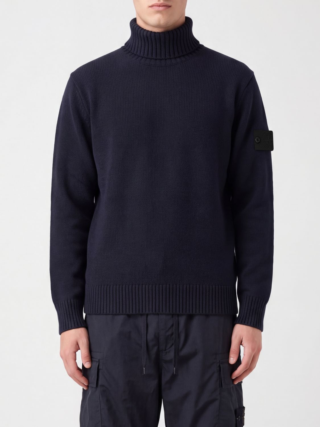 Stone Island Cotton Turtleneck Jumper with Compass Logo Patch on the Sleeve