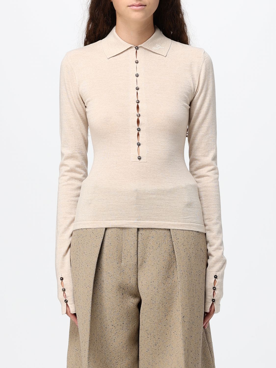 JACQUEMUS Slim Fit Long-Sleeved Merino Wool Knit Polo