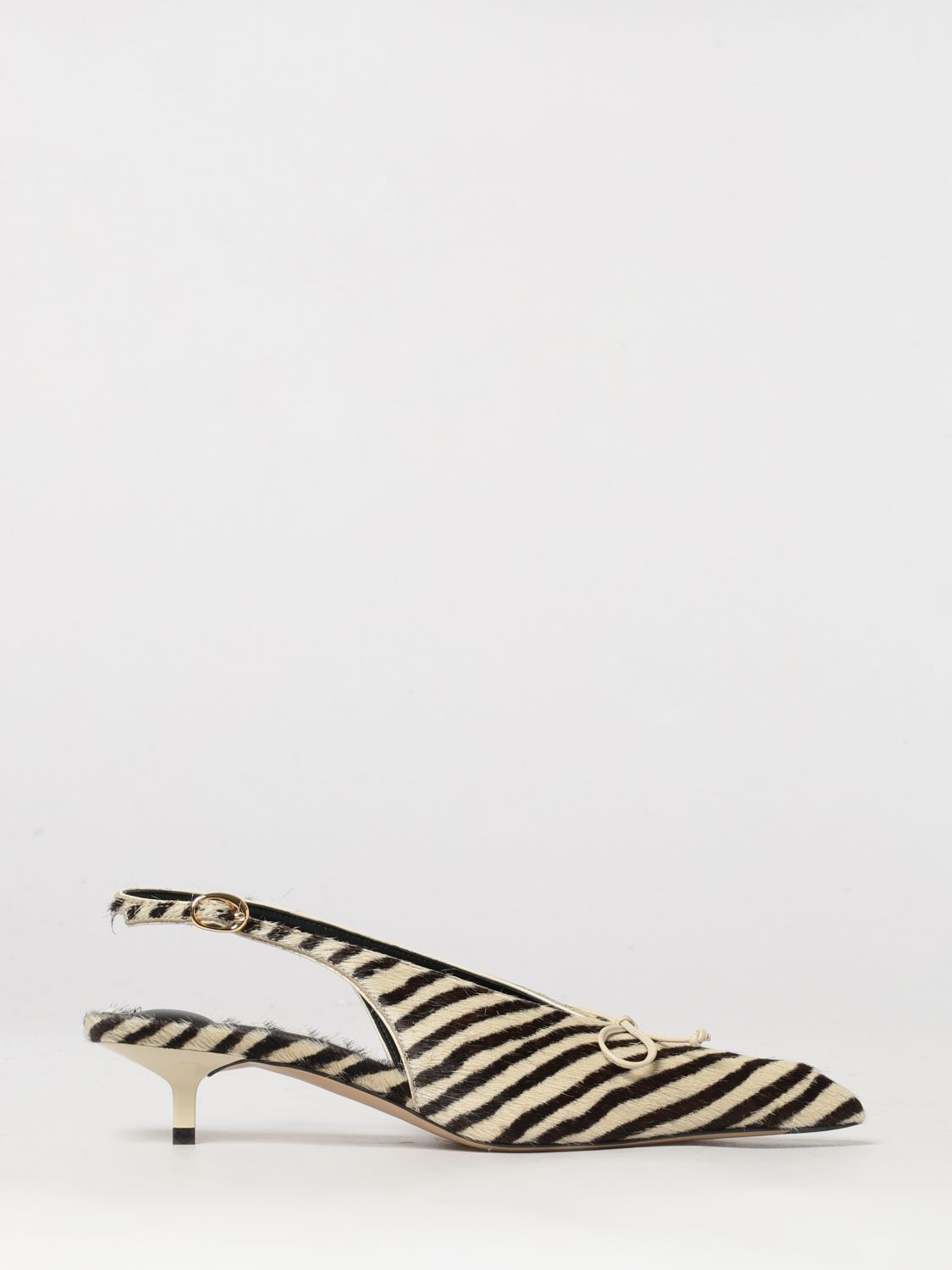 Jacquemus Zebra-Print Pony Hair Slingback Pumps with Bow Detail and Low Heel